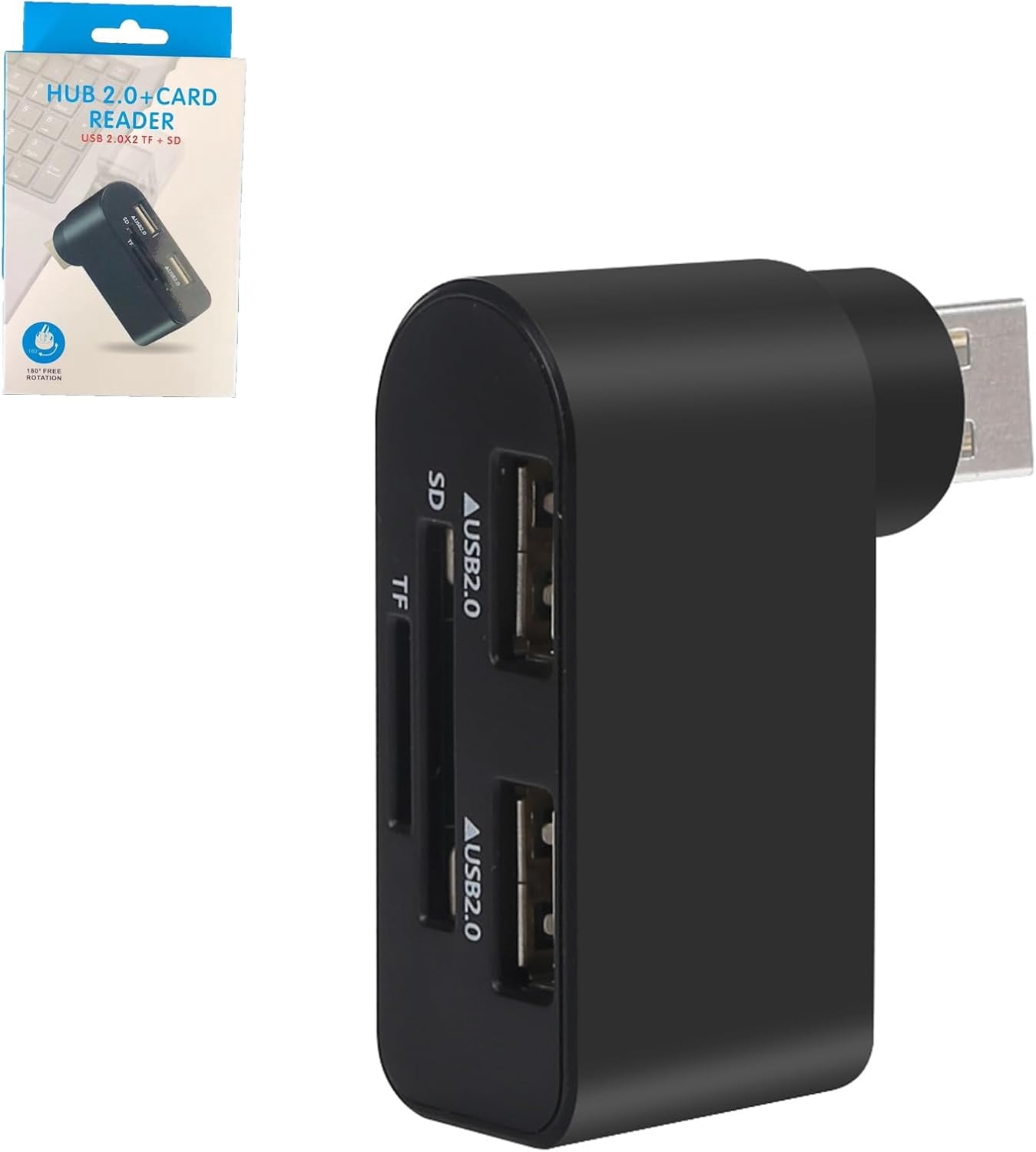 4 in 1 Rotatable USB Hub, 4 in 1 USB 2.0 Hub Docking Station, 1 Usb2.0 480Mbps Rotatable Splitter Card Fast Reader, for Laptop Notebook USB Hub Adapter Computer Accessories and Peripherals