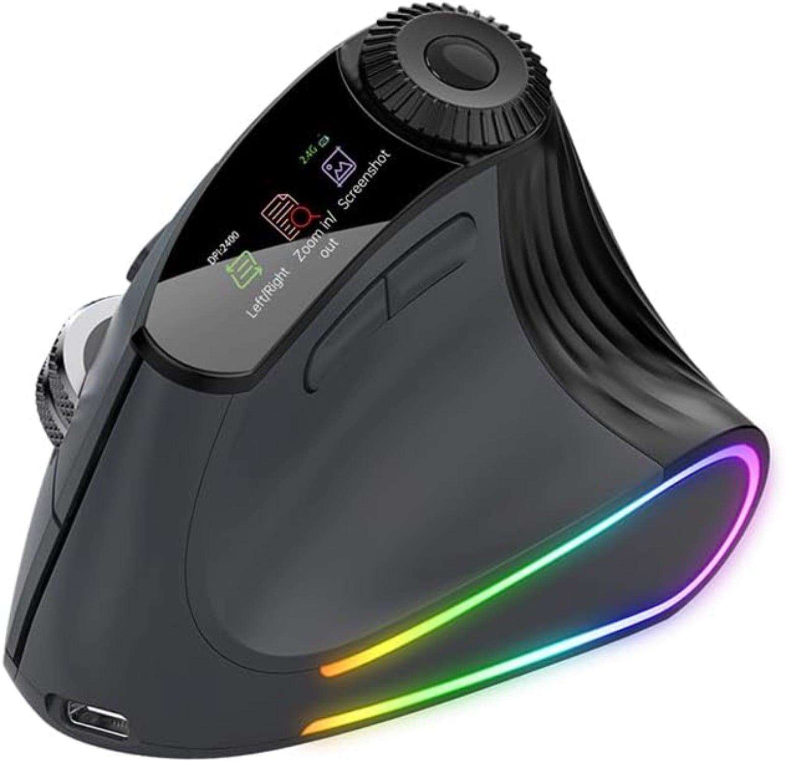 Ergonomic Vertical Mouse Wireless, Rechargeable Bluetooth Ultra-Fast Scrolling 4800 DPI Ergo Mouse, 2.4G Quiet Clicks 6 Buttons