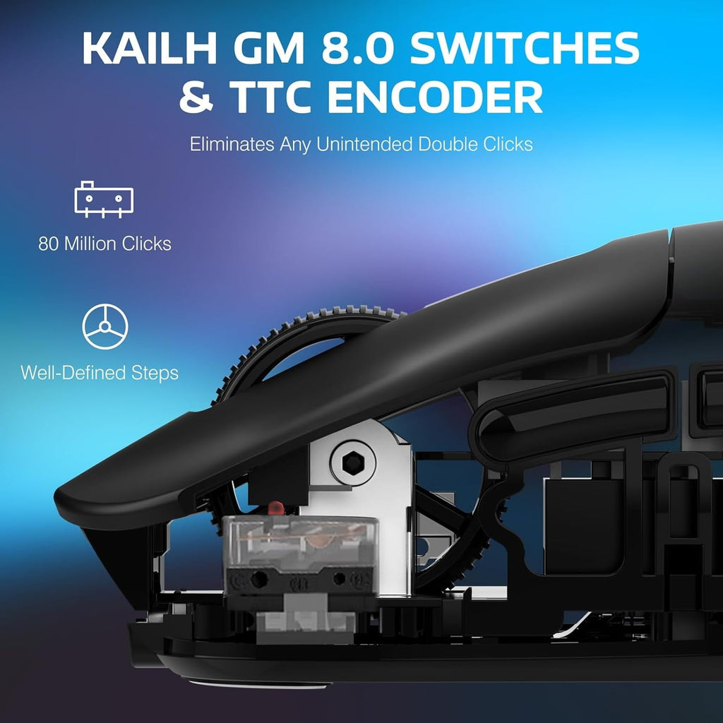 Wireless Gaming Mouse, 49g Lightweight Triple Mode Ergonomic Computer Mouse, PAW3395 26K DPI Sensor, 200h Battery Life