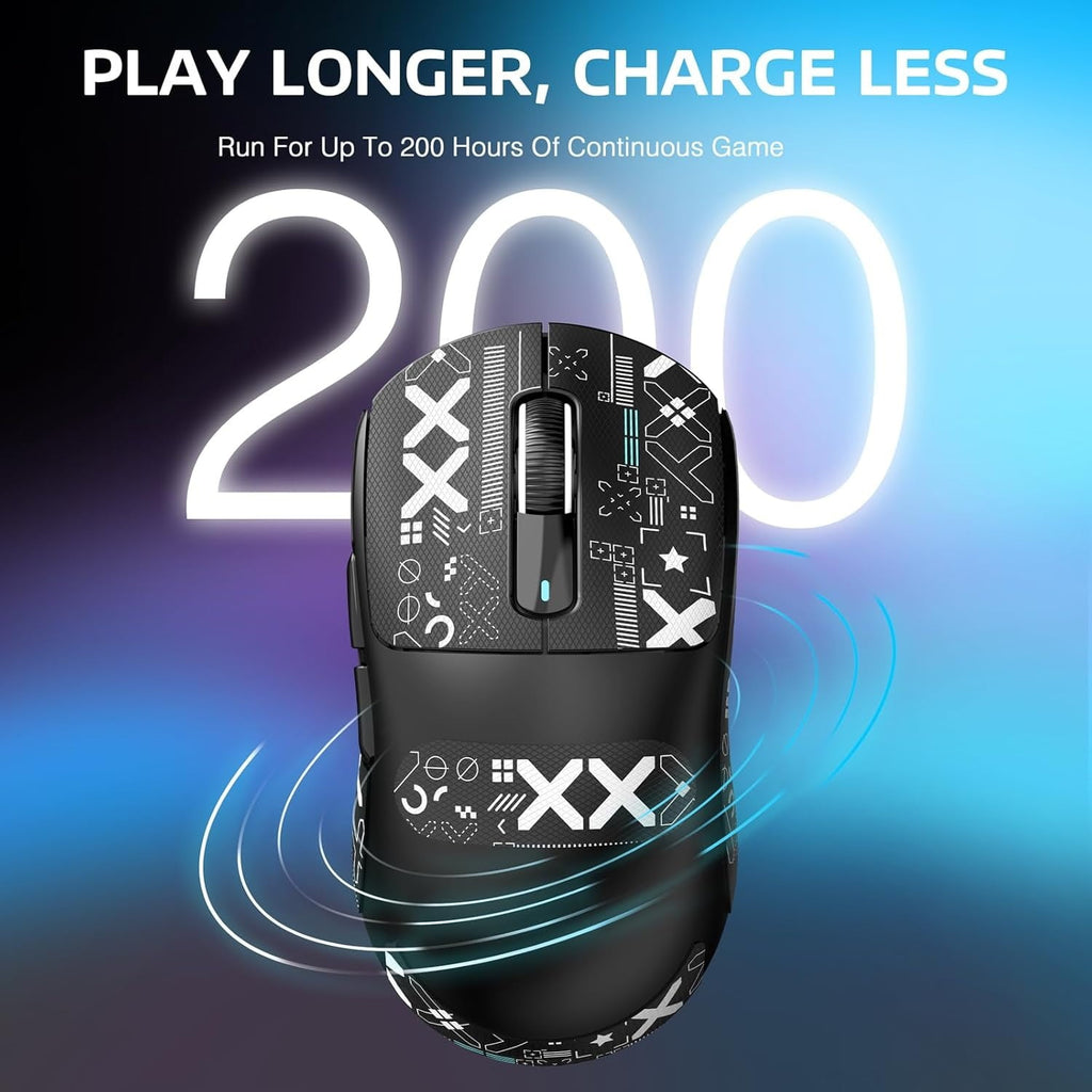 Wireless Gaming Mouse, 49g Lightweight Triple Mode Ergonomic Computer Mouse, PAW3395 26K DPI Sensor, 200h Battery Life