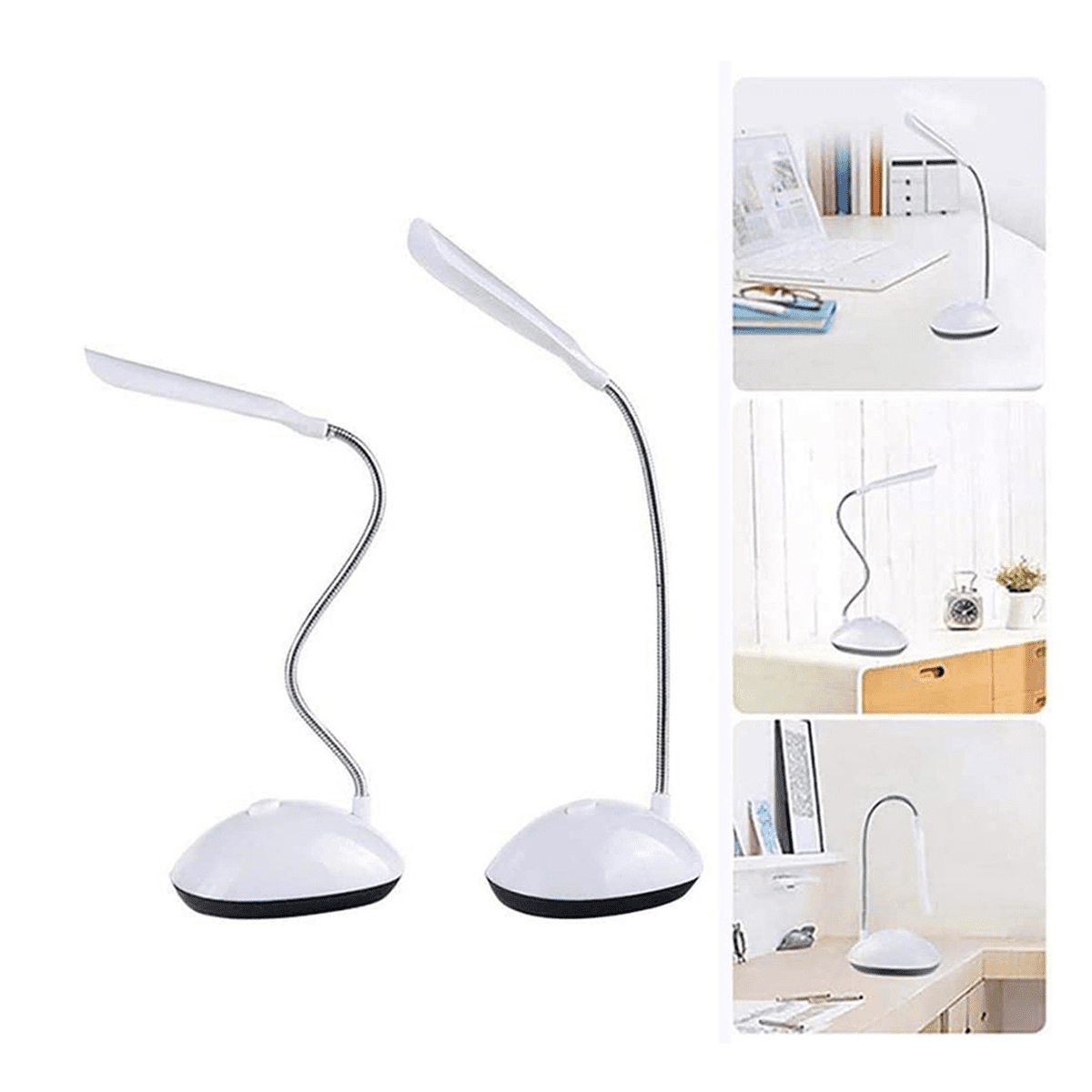 3X Light LED Desk Lamp 360 Degree Rotating Eye Protection Kids Student Reading Light LED Desk Lamp for Home ,White