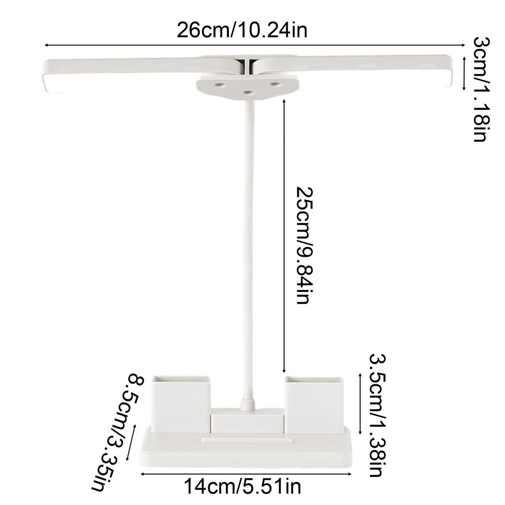 Double Head LED Desk Lamp, Anti Blue Light Reading Fixture, Portable Bedroom Nightstand Illuminator, Eye Protection College Dormitory Light, Study Table Accessory