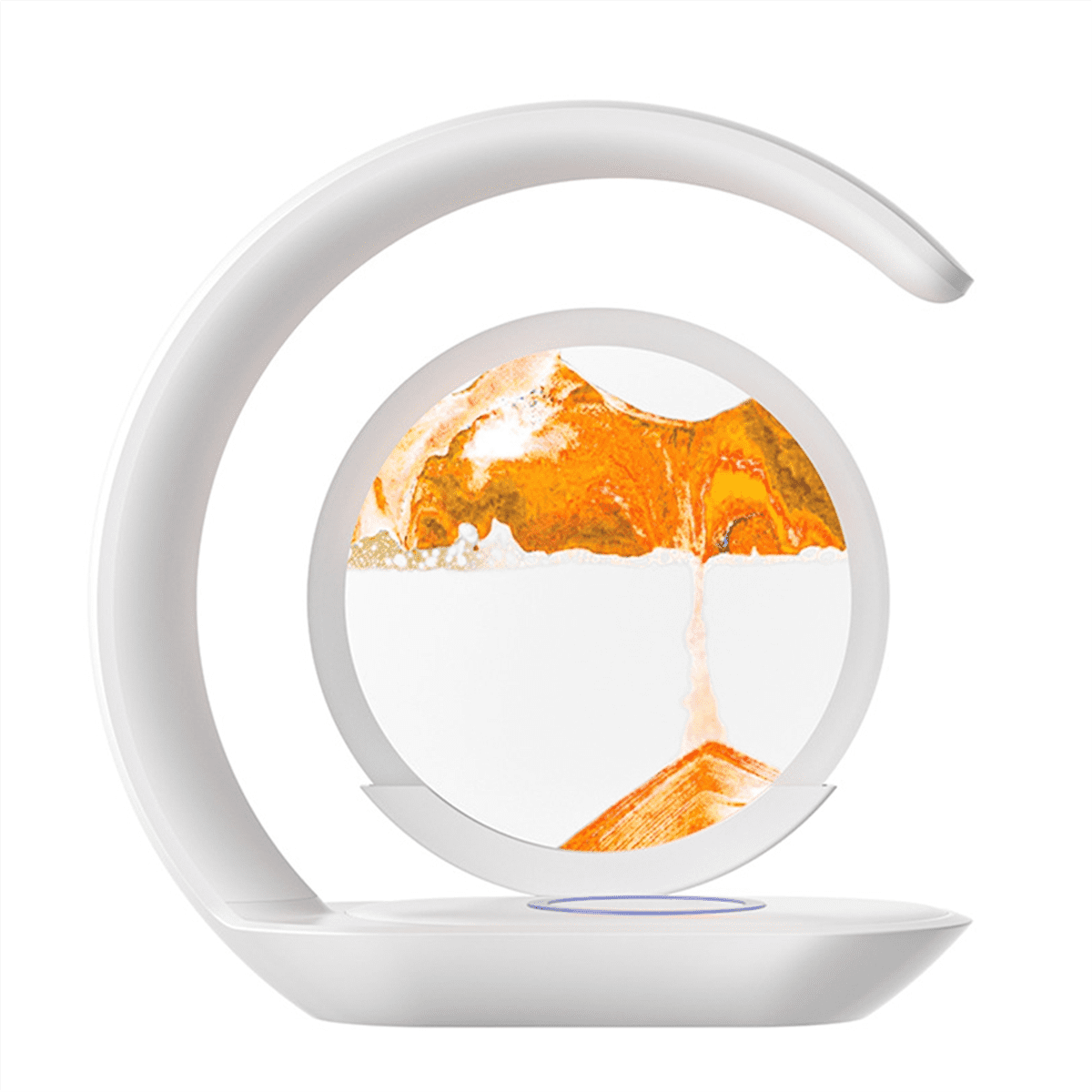 15W Wireless Charger with Quicksand Painting Night Lamp Table Top Decoration Fast Charging Station Orange