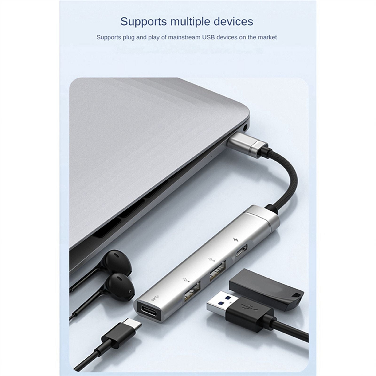 For Android Mobile Phone Computer Tablet Portable PD Charging Hub Type-C USB C Expansion Dock,Silver,1 x Docking Station,Silver