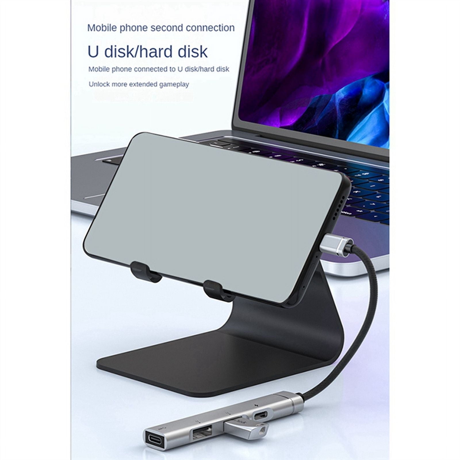 For Android Mobile Phone Computer Tablet Portable PD Charging Hub Type-C USB C Expansion Dock,Silver,1 x Docking Station,Silver