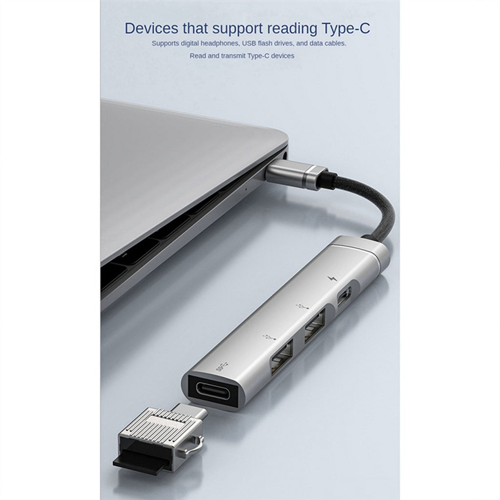 For Android Mobile Phone Computer Tablet Portable PD Charging Hub Type-C USB C Expansion Dock,Silver,1 x Docking Station,Silver