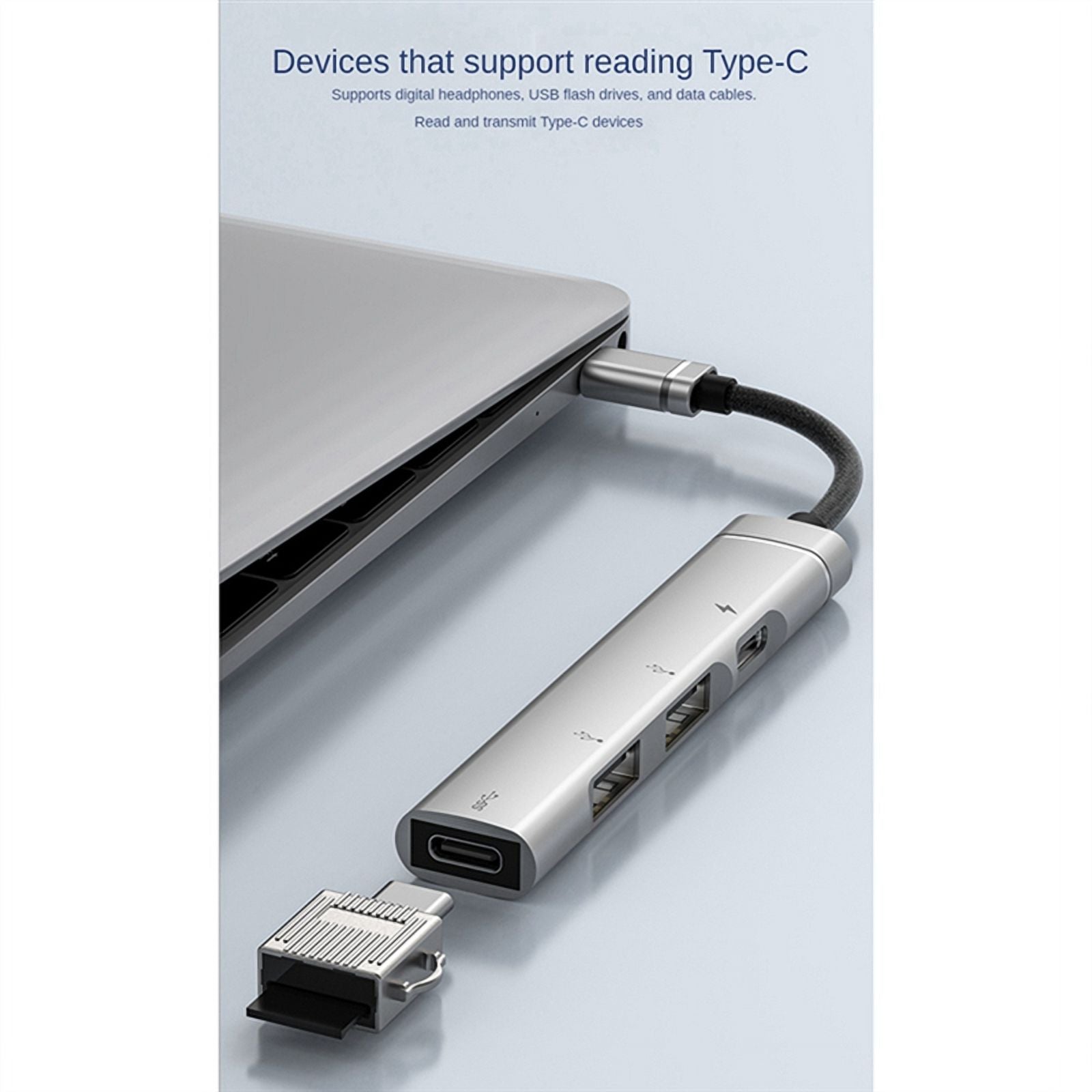 For Android Mobile Phone Computer Tablet Portable PD Charging Hub Type-C USB C Expansion Dock,Silver,1 x Docking Station,Silver