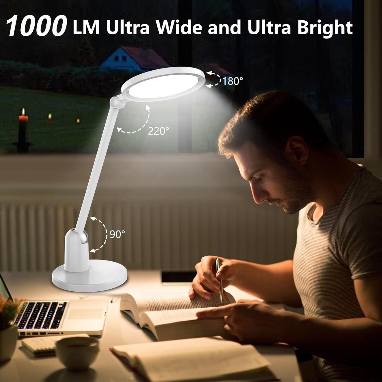 dxynlzq Desk Lamps for Home Office with Stable Base  1000LM Ultra Bright Eye-Caring Desk Light  3000K-6000K Dimmable Table Lamp with Stepless Dimming &amp;amp; Timing Function for Work  Readi