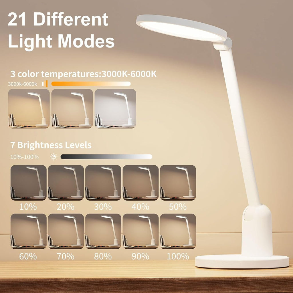 dxynlzq Desk Lamps for Home Office with Stable Base  1000LM Ultra Bright Eye-Caring Desk Light  3000K-6000K Dimmable Table Lamp with Stepless Dimming &amp;amp; Timing Function for Work  Readi