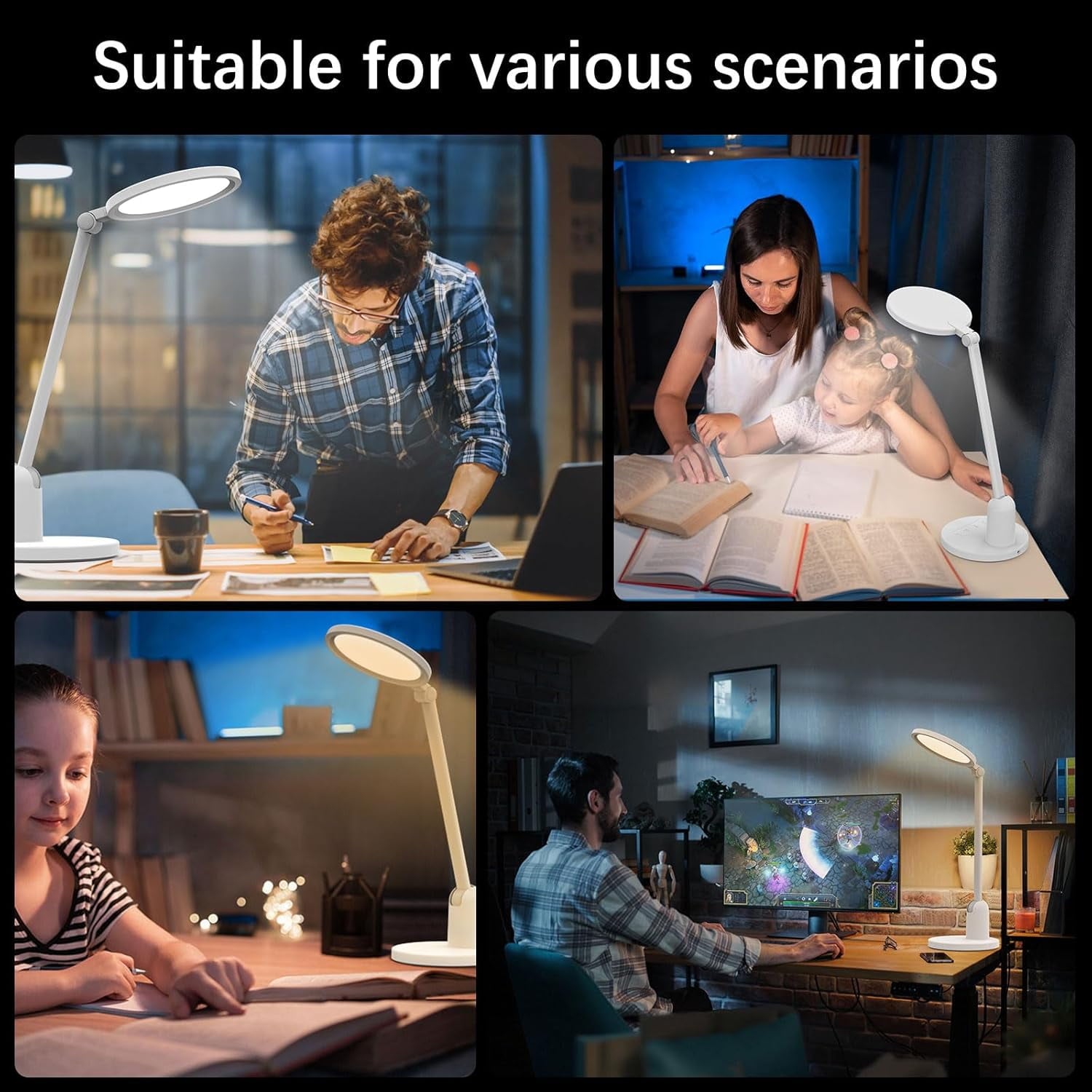 dxynlzq Desk Lamps for Home Office with Stable Base  1000LM Ultra Bright Eye-Caring Desk Light  3000K-6000K Dimmable Table Lamp with Stepless Dimming &amp;amp; Timing Function for Work  Readi