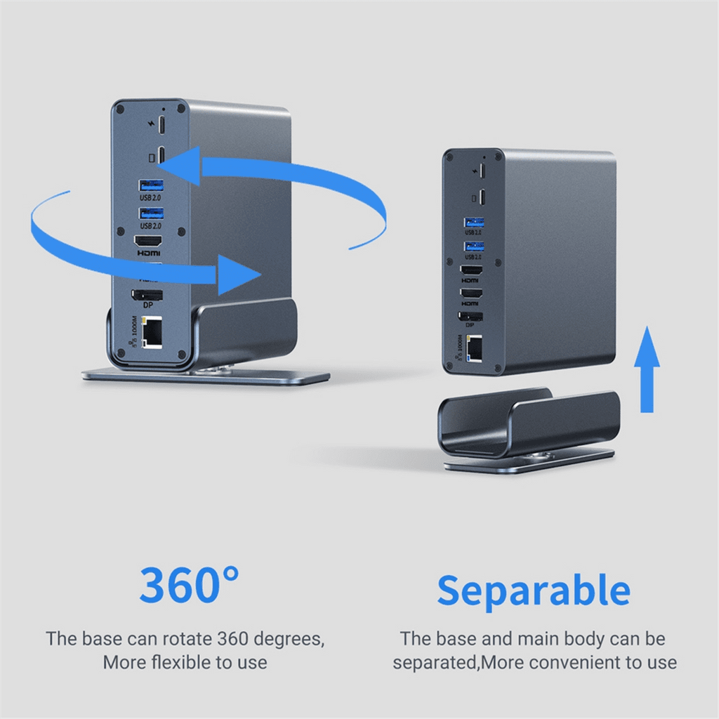 15 in 1 USB-C Docking Station 4K HD Vertical Hub with Triple Monitor