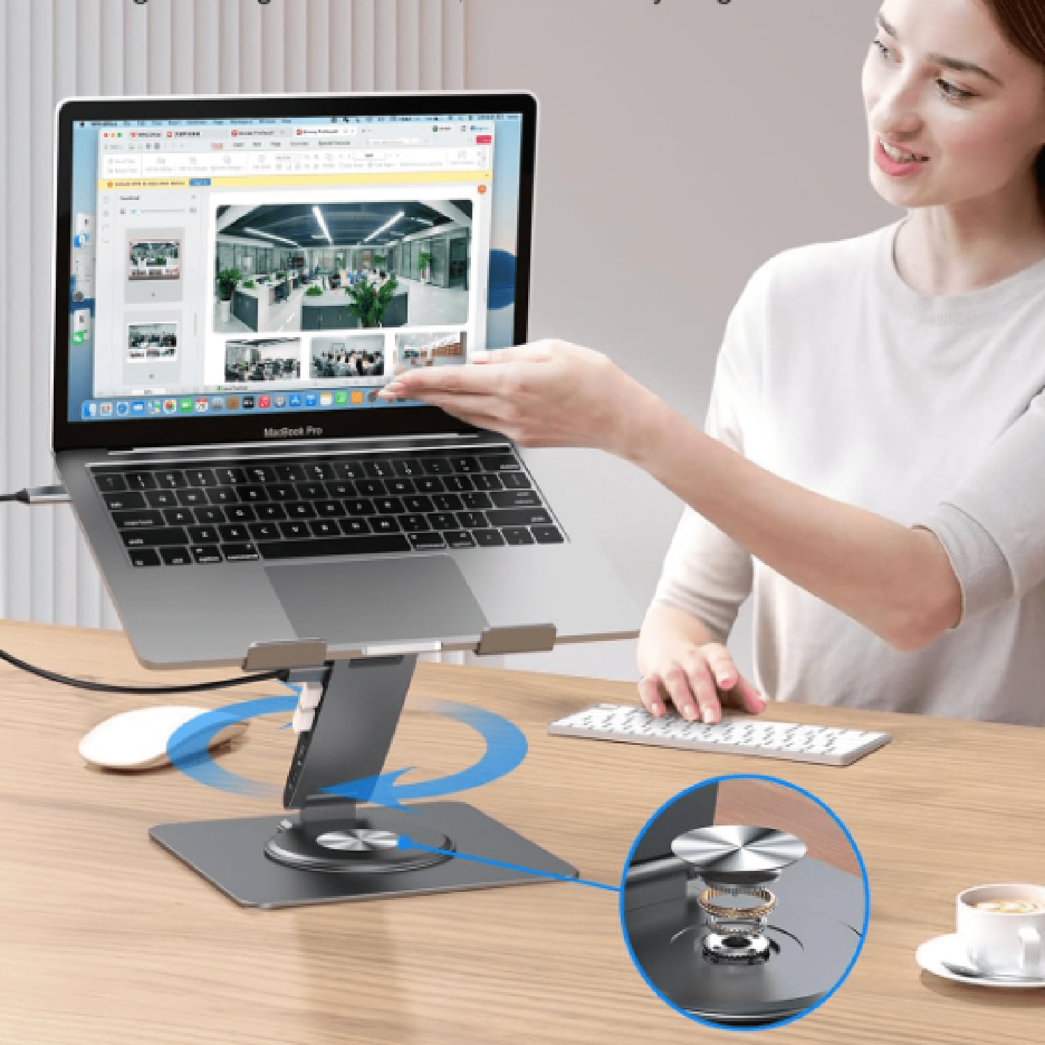 Laptop Docking Station for MacBook Pro/Air/Dell/HP/Surface HC 11-in-1 USB C Hub 360°Rotatable Laptop Stand with USB Hub 4K HDMI USB 3.0 PD100W 3.5mm Audio Jack RJ 45 TF/SD Reader Universal Laptop Doc