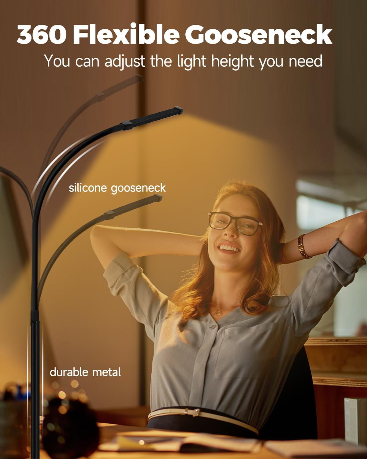 Dorm Room Essential Desk Lamp with Clamp | 3 Colors 10 Brightness | Eye-Caring | Flexible Gooseneck | Included USB Adapter | for Dorm Home Office/Study | Reading, Drafting, Nail Art, Puzzle