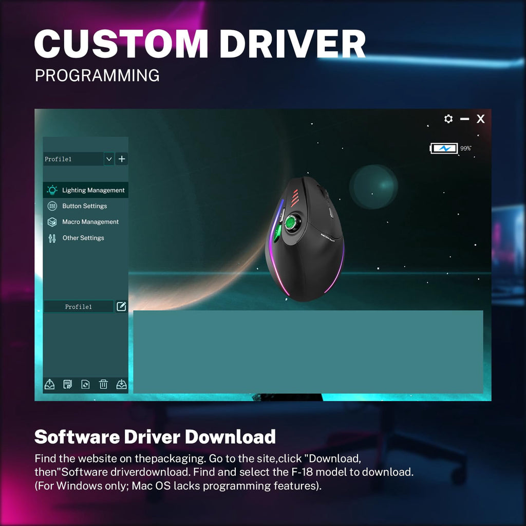 Wireless Vertical Gaming Mouse with 5D Rocker, 24000 DPI, 12 Programmable Buttons, Ergonomic Computer Mouse for PC Laptop E-Sports Gamers, Black