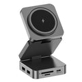 10 in 1 Docking Station Aluminum Alloy Magnetic Suction Wireless Fast Charging Hub External Computer USB Hub