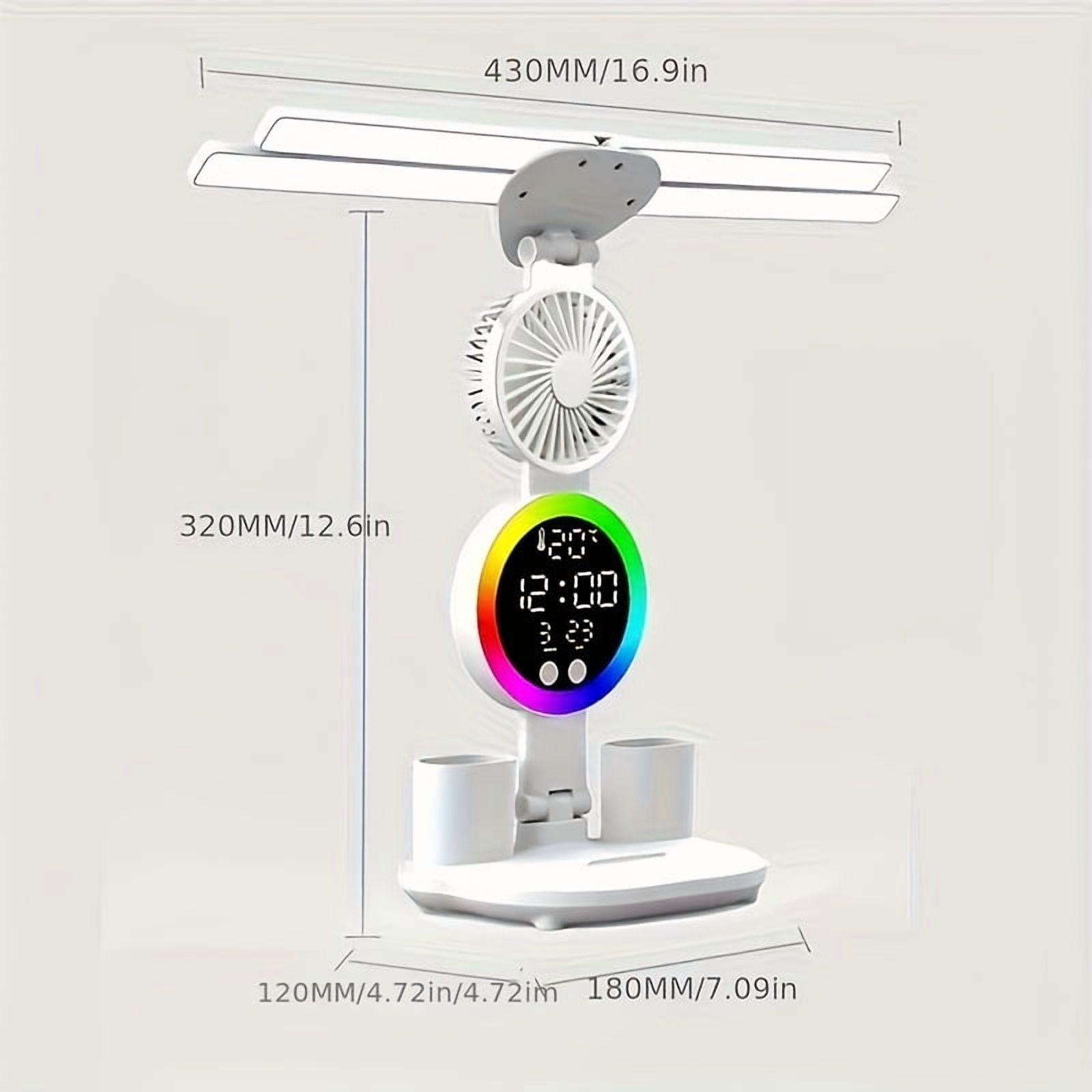 Smart Touch Dual Head LED Desk Lamp with USB - Dimmable Color Changing Eye Protection Lamp with Fan &amp; Night Light for Home Office Dorm