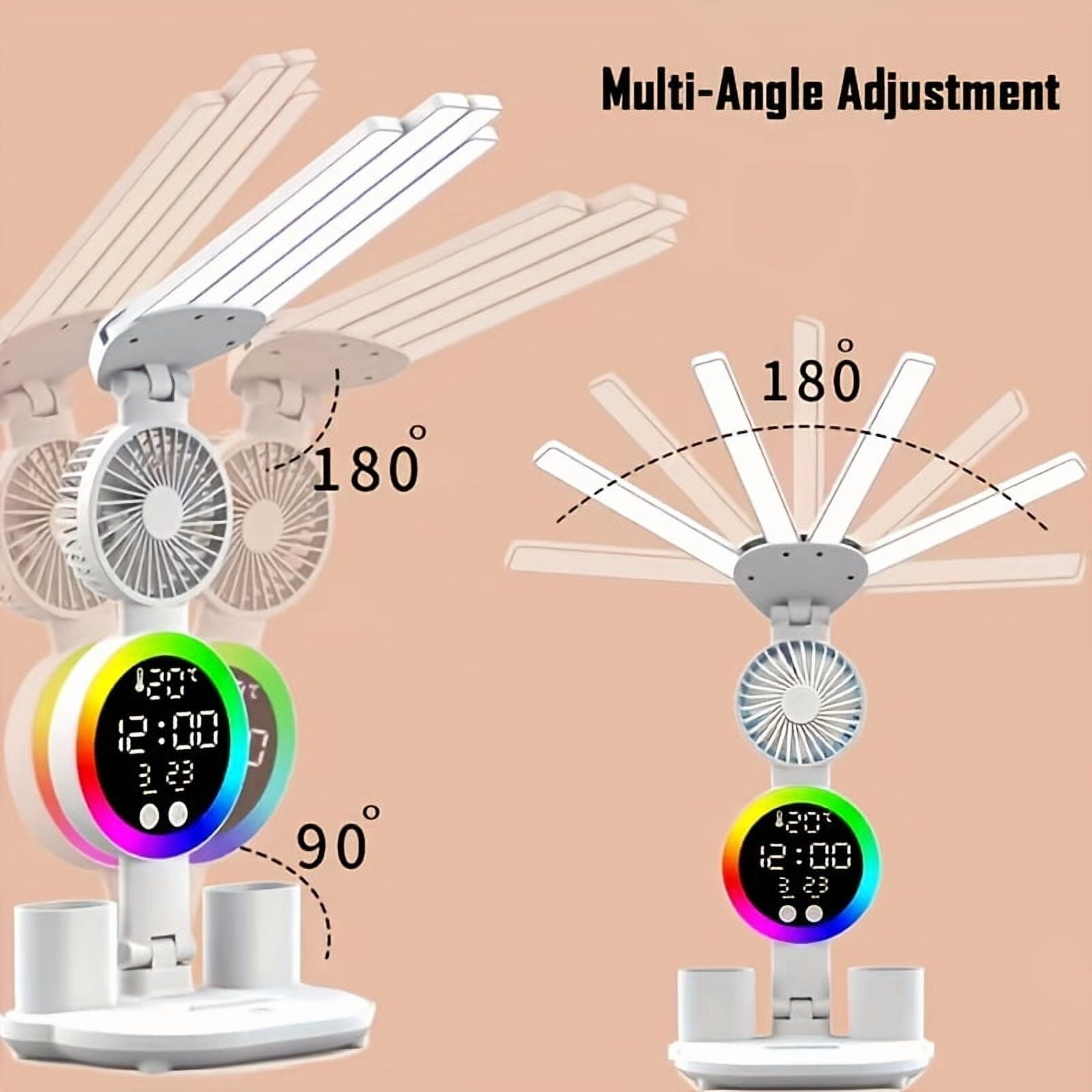 Smart Touch Dual Head LED Desk Lamp with USB - Dimmable Color Changing Eye Protection Lamp with Fan &amp; Night Light for Home Office Dorm