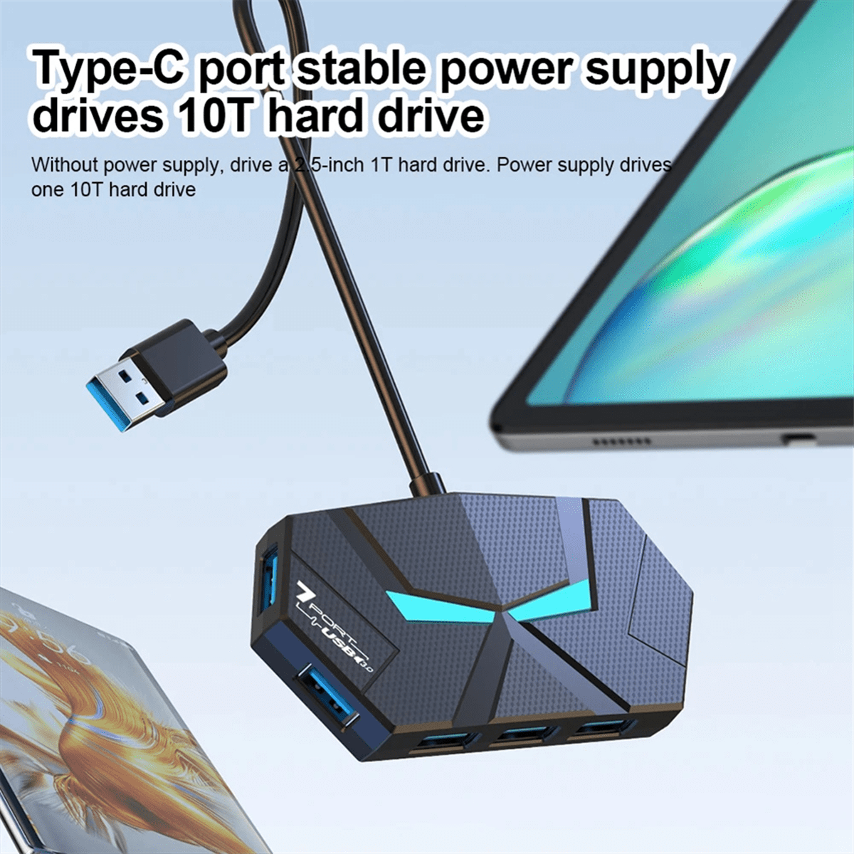 7 Ports USB 3.0 Type C HUB Expander 5Gbps High Speed OTG Adapter Docking Station for Laptop Hard Drive Mouse Keyboard A