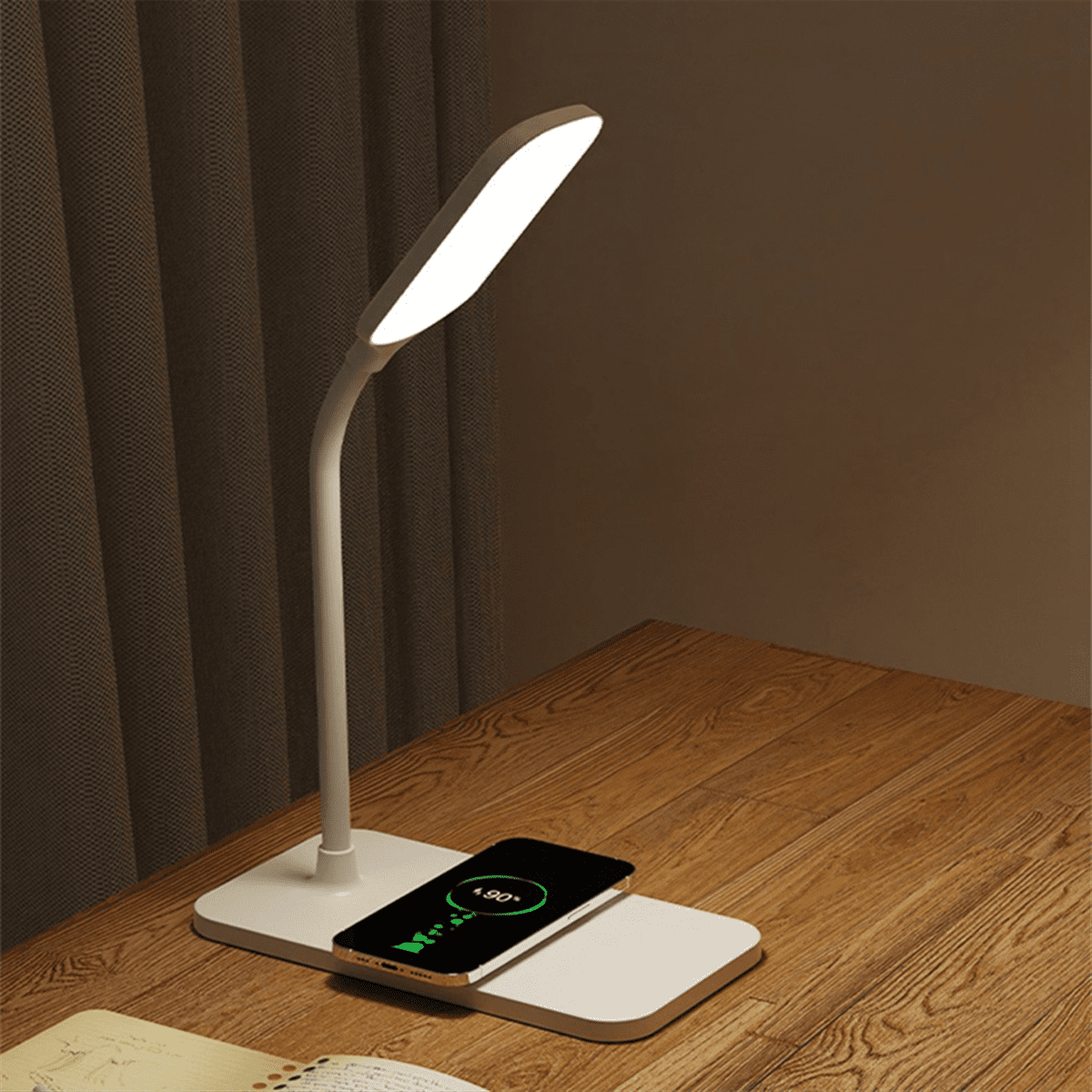 15W LED Desk Lamp Wireless Charging Desk Lamp Adjustable Light Eye Protection Desk Lamp Flexible Touch Activated Black