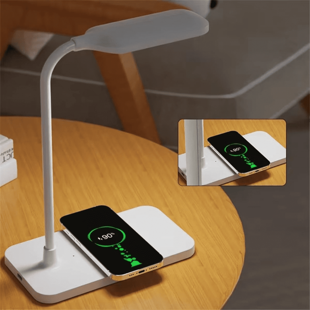 15W LED Desk Lamp Wireless Charging Desk Lamp Adjustable Light Eye Protection Desk Lamp Flexible Touch Activated Black