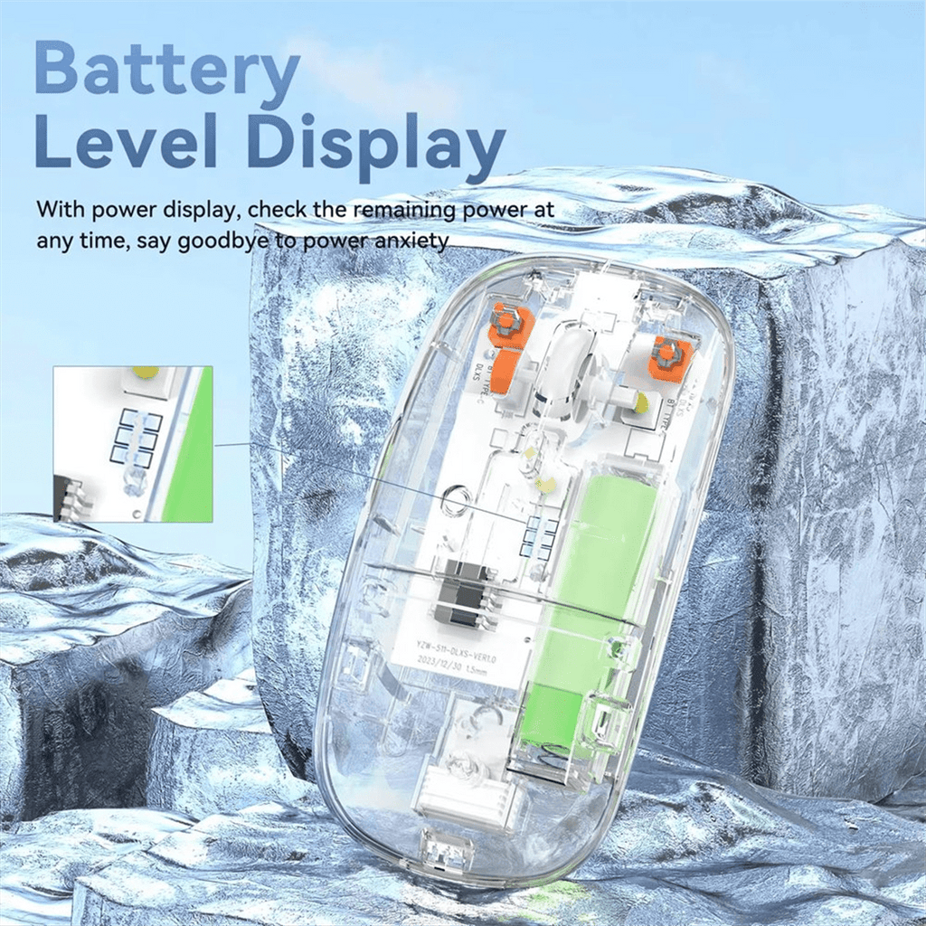 Transparent Wireless Mouse 2.4G USB Bluetooth Rechargeable Ergonomic Gaming Mouse for PC Laptop Desktop Dual-mode Mute