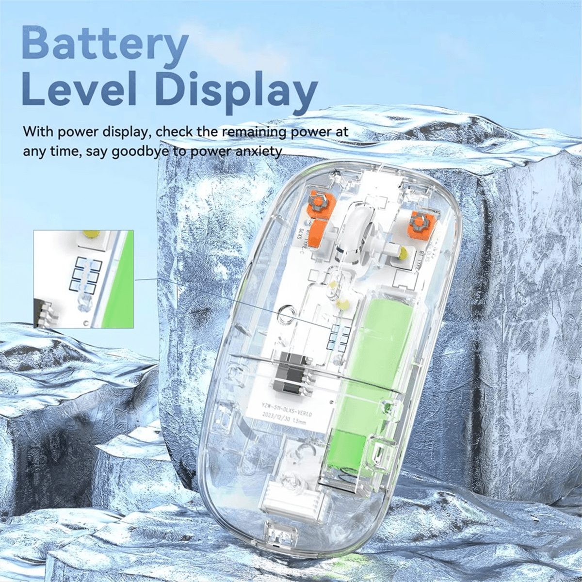 Transparent Wireless Mouse 2.4G USB Bluetooth Rechargeable Ergonomic Gaming Mouse for PC Laptop Desktop Dual-mode Mute