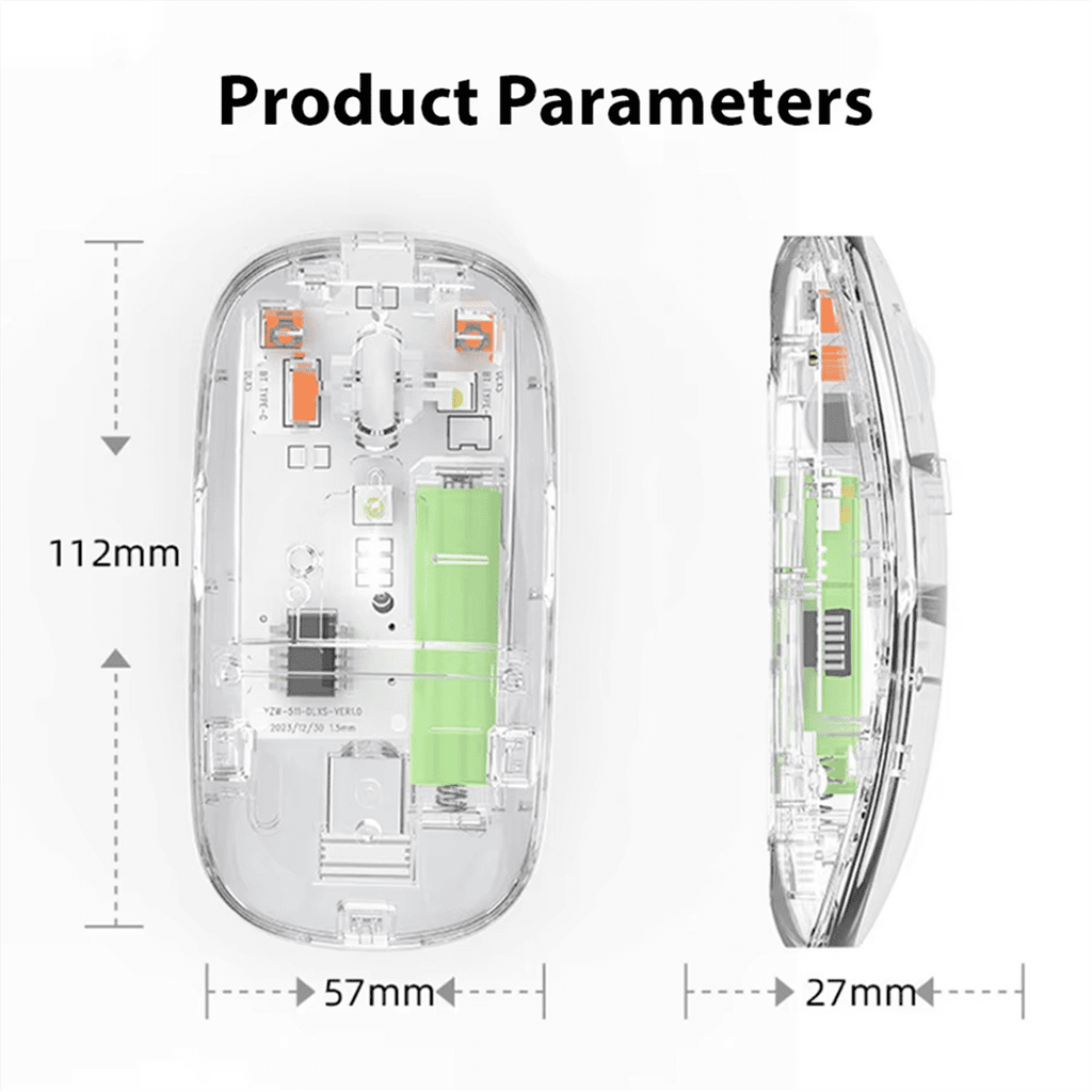 Transparent Wireless Mouse 2.4G USB Bluetooth Rechargeable Ergonomic Gaming Mouse for PC Laptop Desktop Dual-mode Mute