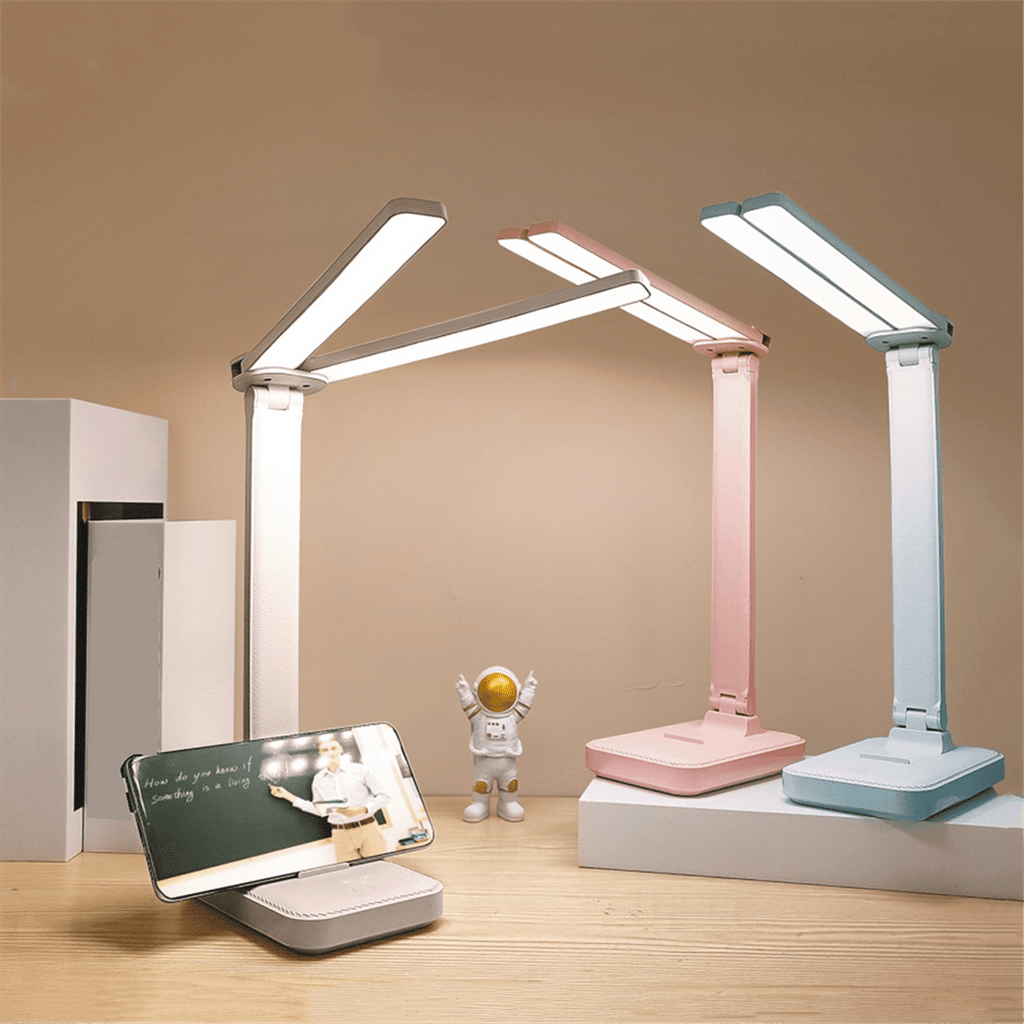 LED Desk Lamp 3 Level Dimmable Touch Night Light USB Rechargeable Eye Protection Foldable Desk Lamp White