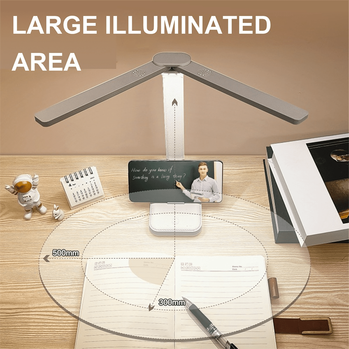 LED Desk Lamp 3 Level Dimmable Touch Night Light USB Rechargeable Eye Protection Foldable Desk Lamp White