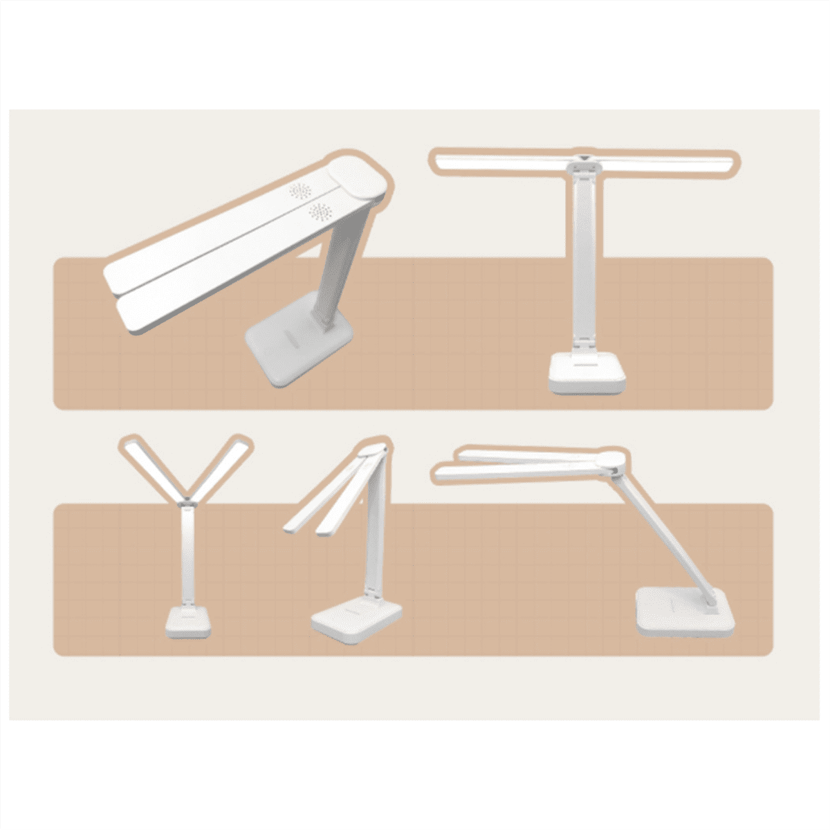 LED Desk Lamp 3 Level Dimmable Touch Night Light USB Rechargeable Eye Protection Foldable Desk Lamp White