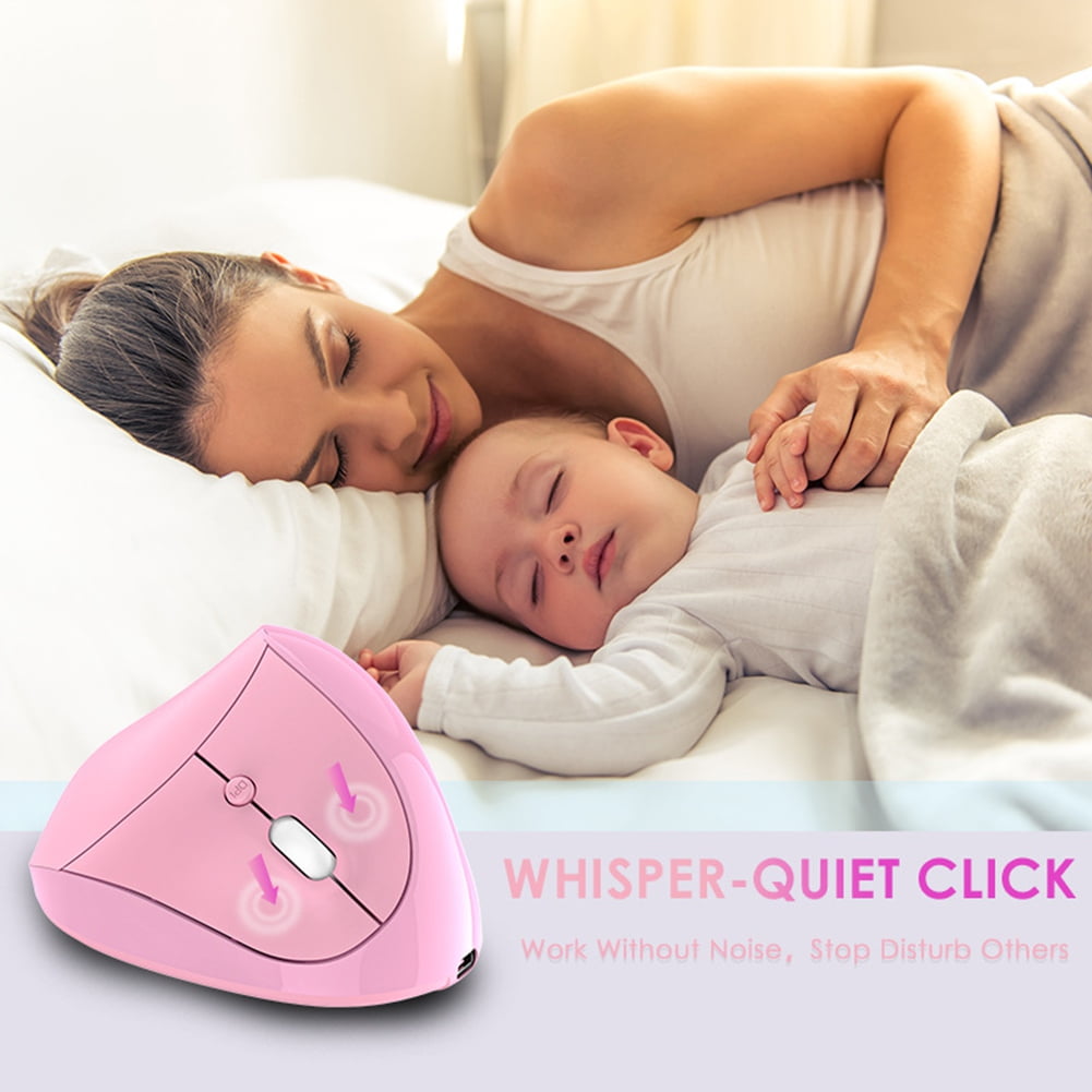Ergonomic Vertical Mouse Rechargeable Wireless USB 2.4G for Computer Laptop Gaming Mouse Pink