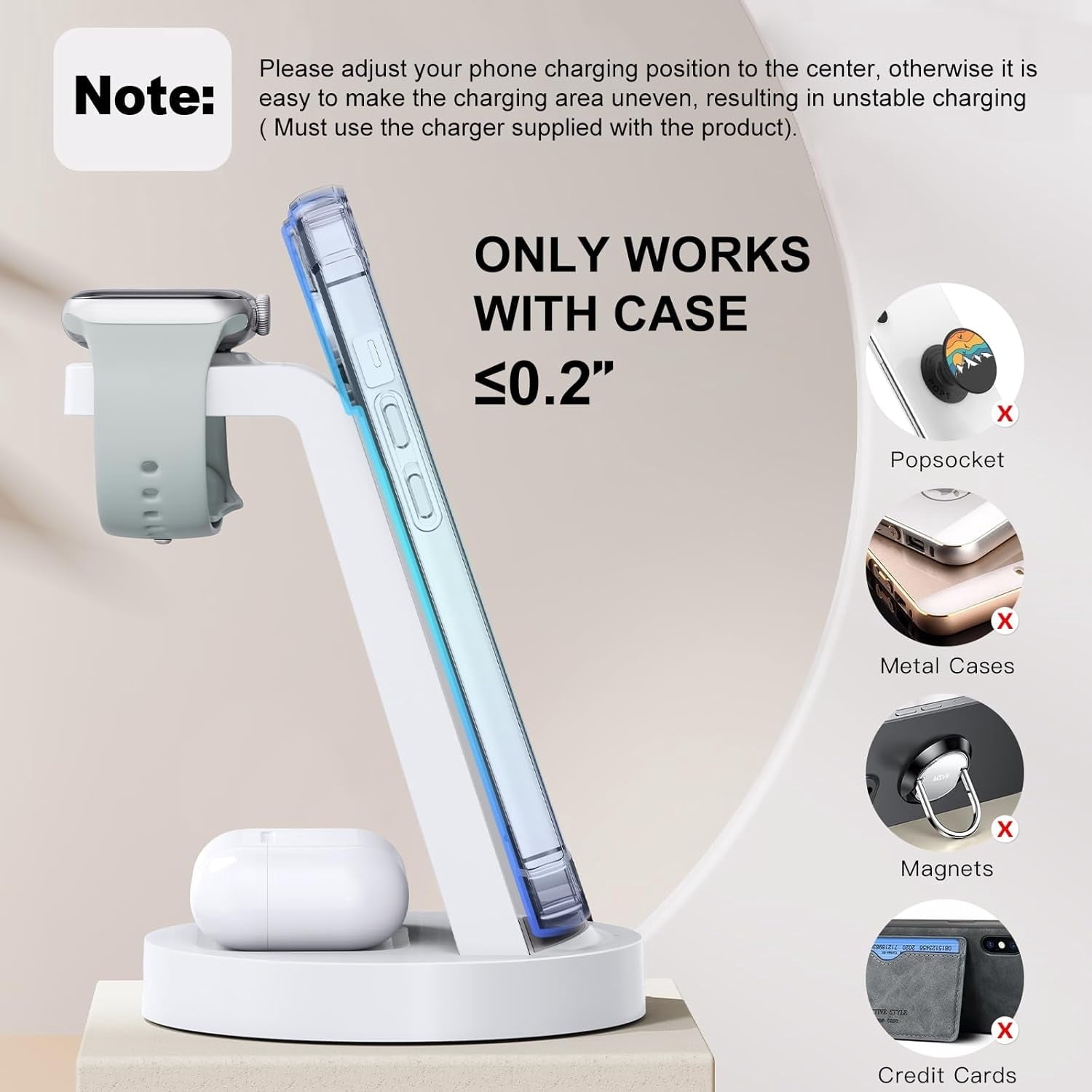 3 in 1 Charging Station for iPhone - Wireless Charger for Apple Products Multiple Devices - Charging Dock Stand for AirPods (for iPhone 17 16e 16 15 14 13 pro 12 11 X Max)