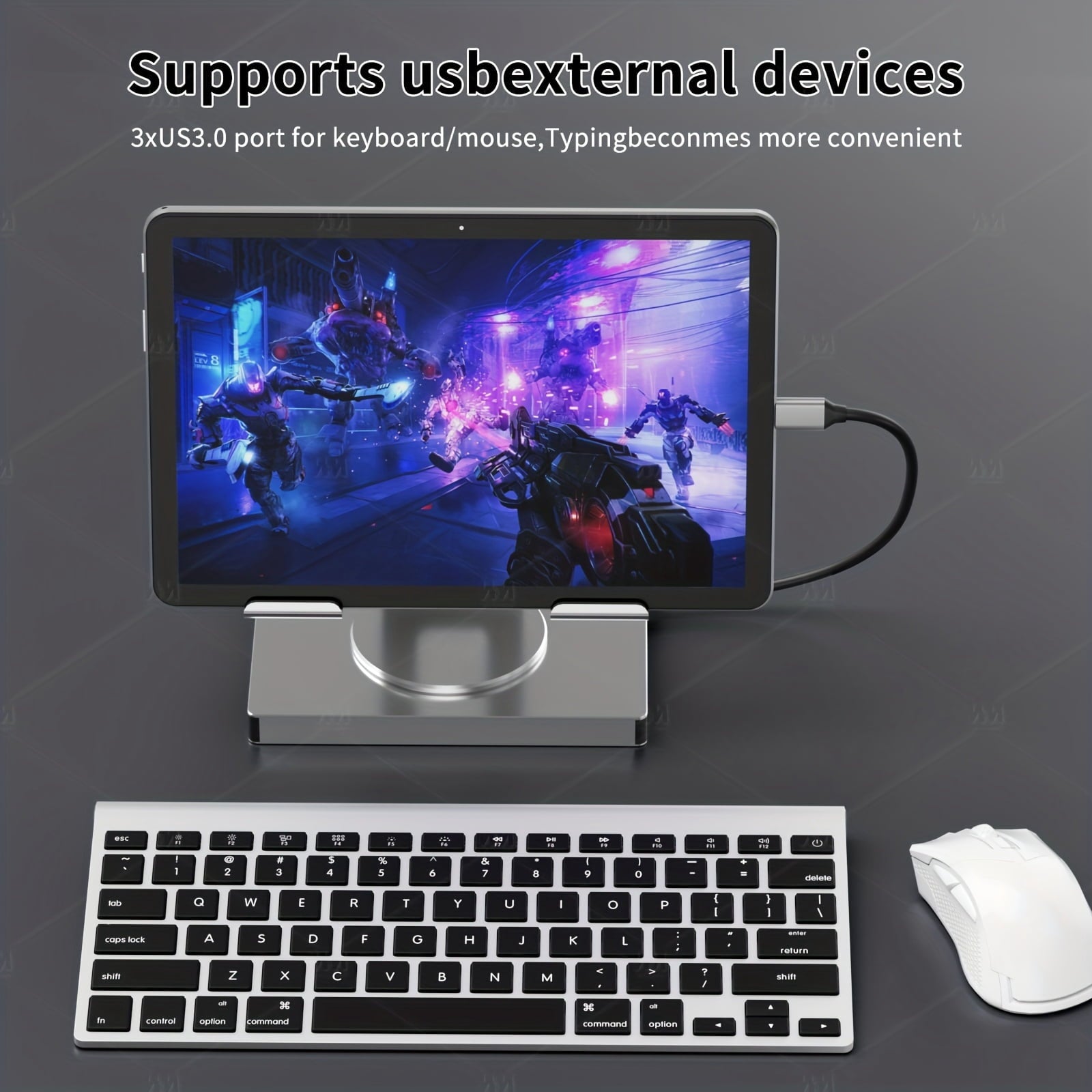 iPad &amp; Phone Rotating Stand Docking Station | 4K 60Hz, Gigabit Ethernet, USB Hub | Multi-Screen Office for iPad Pro/Phone