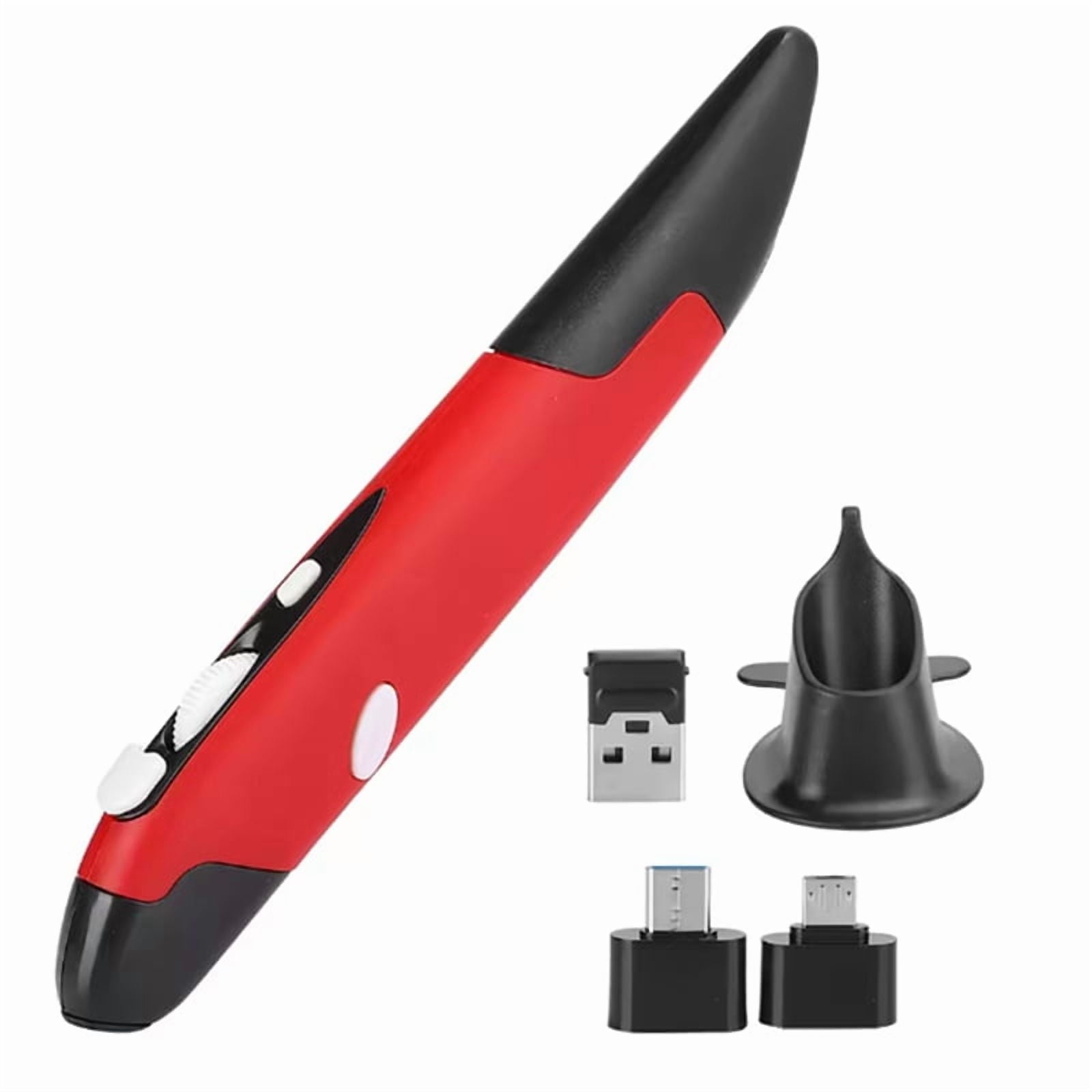 Ergonomic Mouse Mouse Pen Type Mouse USB Computer PC Parts Wireless 2.4G Mouse Pen Type Innovative Vertical Red