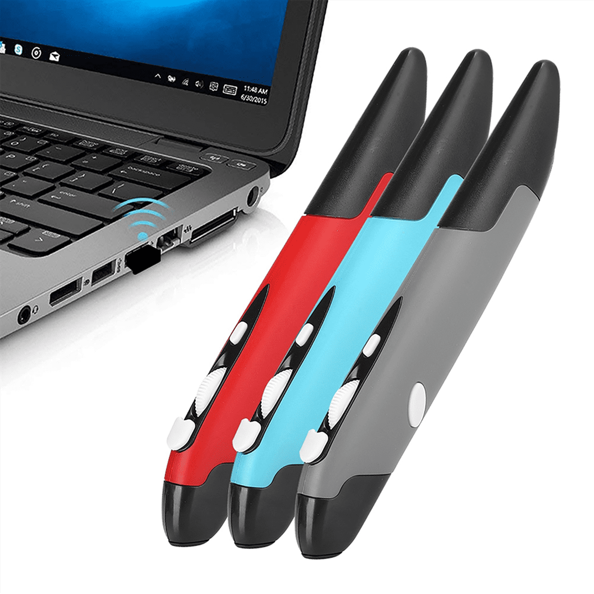 Ergonomic Mouse Mouse Pen Type Mouse USB Computer PC Parts Wireless 2.4G Mouse Pen Type Innovative Vertical Red