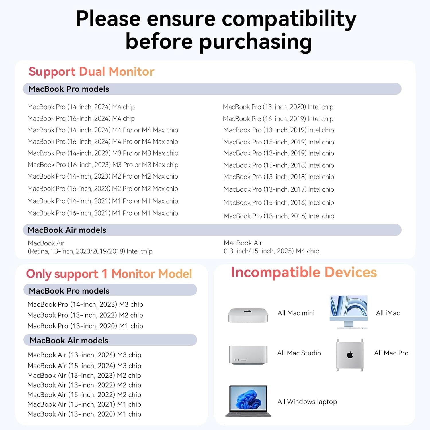 Docking Station Dual  with 2 4k  Display,15 in 2  C Docking Station for  with 2 , VGA, PD3.0, 7  Ports, RJ45 Ethernet &amp; 3.5mm Audio (No Power )