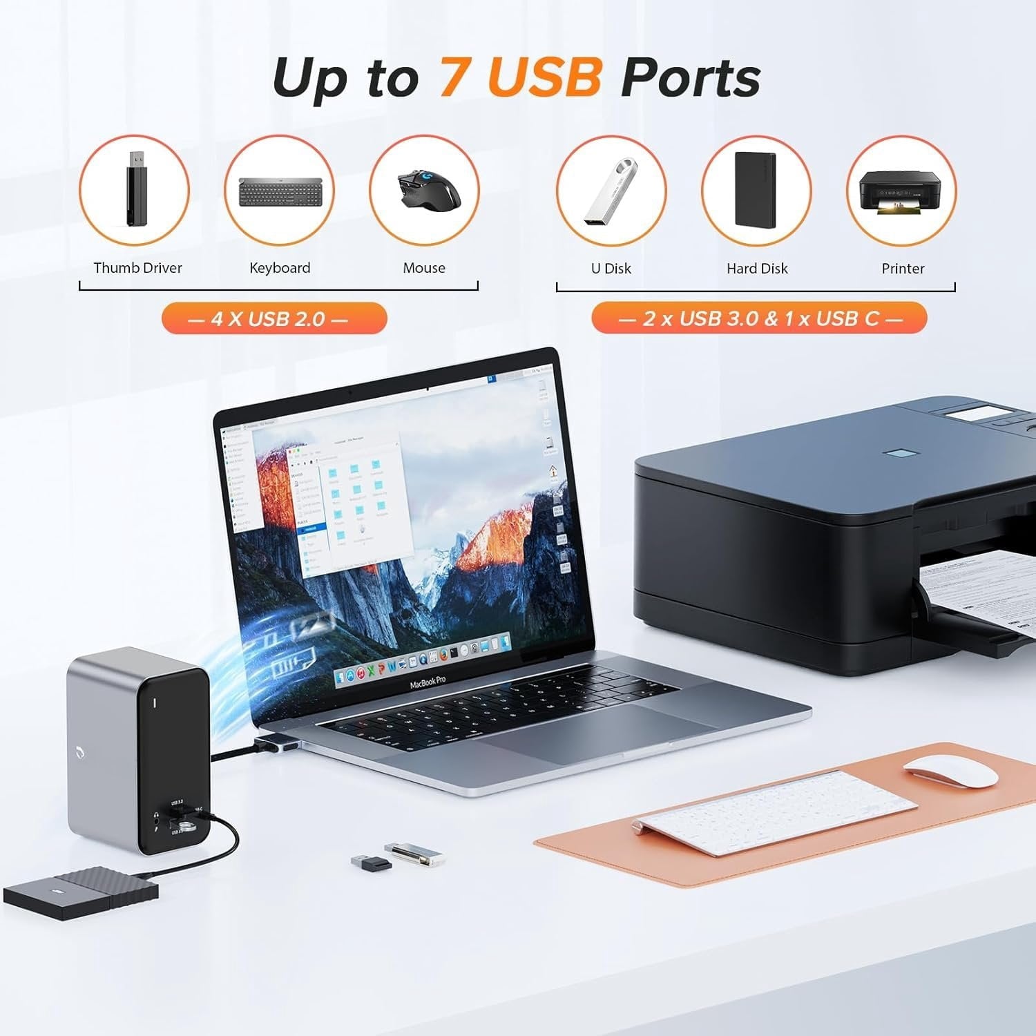 Docking Station Dual  with 2 4k  Display,15 in 2  C Docking Station for  with 2 , VGA, PD3.0, 7  Ports, RJ45 Ethernet &amp; 3.5mm Audio (No Power )