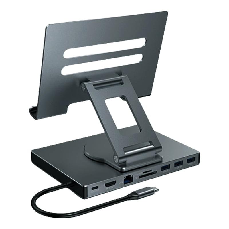 USB C Hub Stand 8/9 in 1 Adapter Docking Station Foldable with 4K 60Hz RJ45 Gigabit Ethernet Card Reader USB3.0 3.5mm