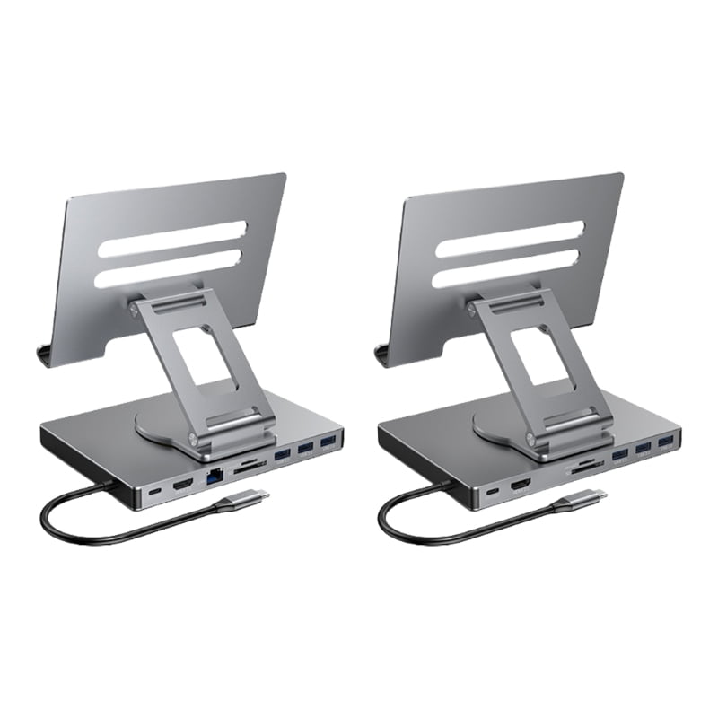 USB C Hub Stand 8/9 in 1 Adapter Docking Station Foldable with 4K 60Hz RJ45 Gigabit Ethernet Card Reader USB3.0 3.5mm