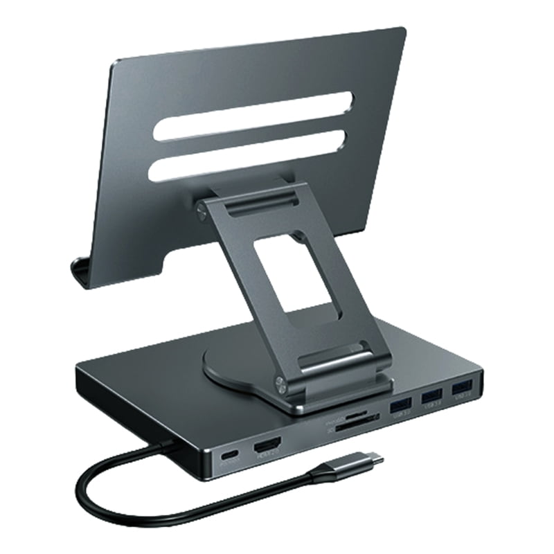 USB C Hub Stand 8/9 in 1 Adapter Docking Station Foldable with 4K 60Hz RJ45 Gigabit Ethernet Card Reader USB3.0 3.5mm