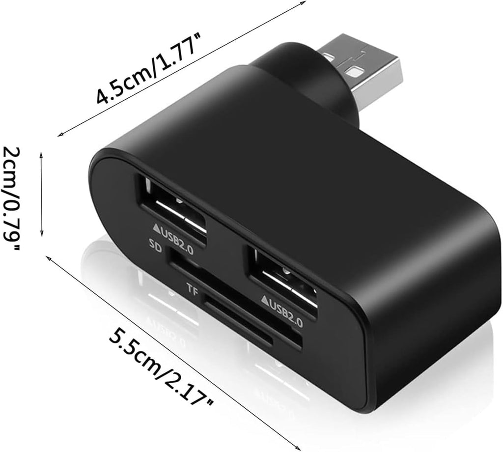 4 in 1 Rotatable USB Hub, 4 in 1 USB 2.0 Hub Docking Station, 1 Usb2.0 480Mbps Rotatable Splitter Card Fast Reader, for Laptop Notebook USB Hub Adapter Computer Accessories and Peripherals