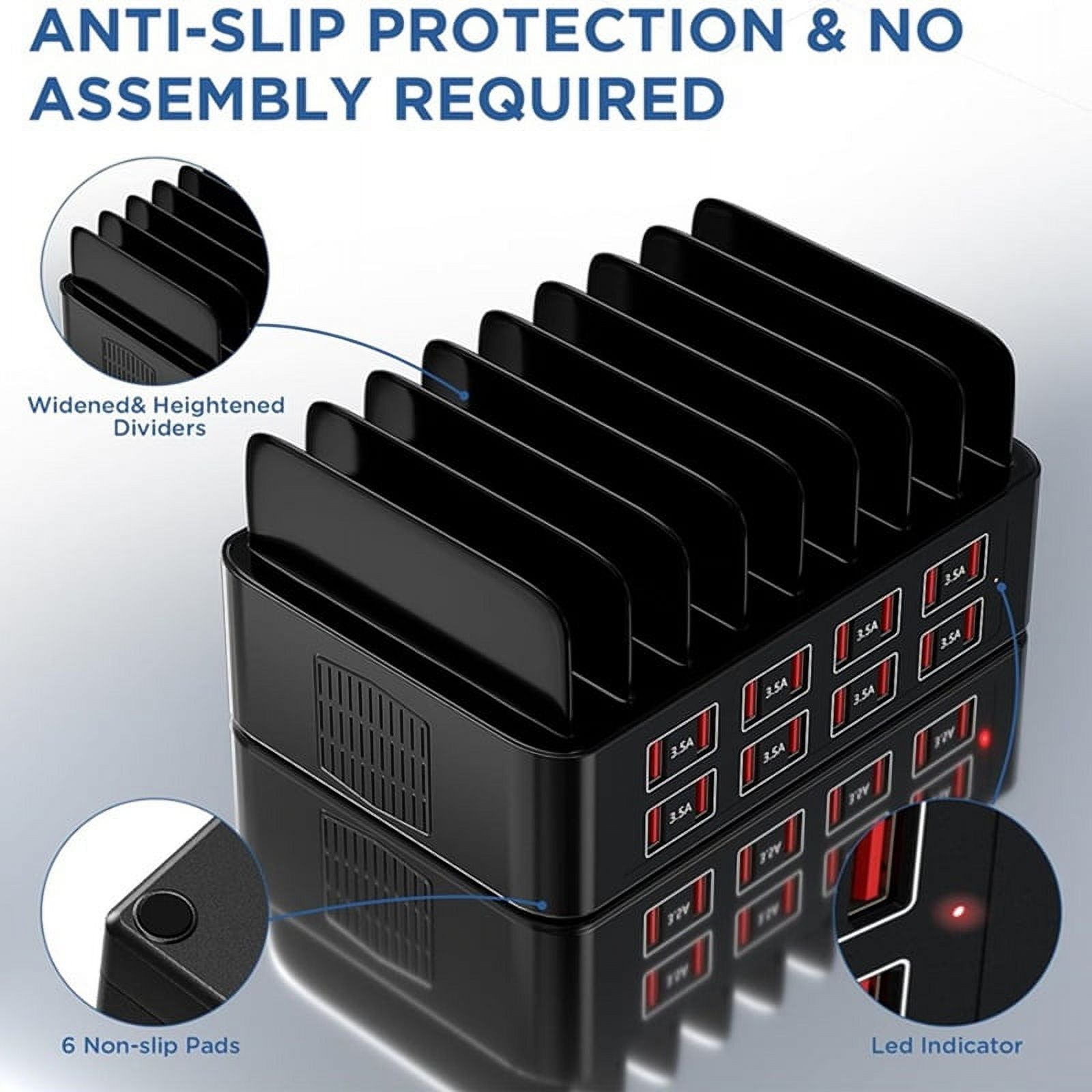 150W 16-Port Universal USB Charger Multi-Device Charging Station with Tablet Stand for 15/14/13 Pro Max S24 US PLUG