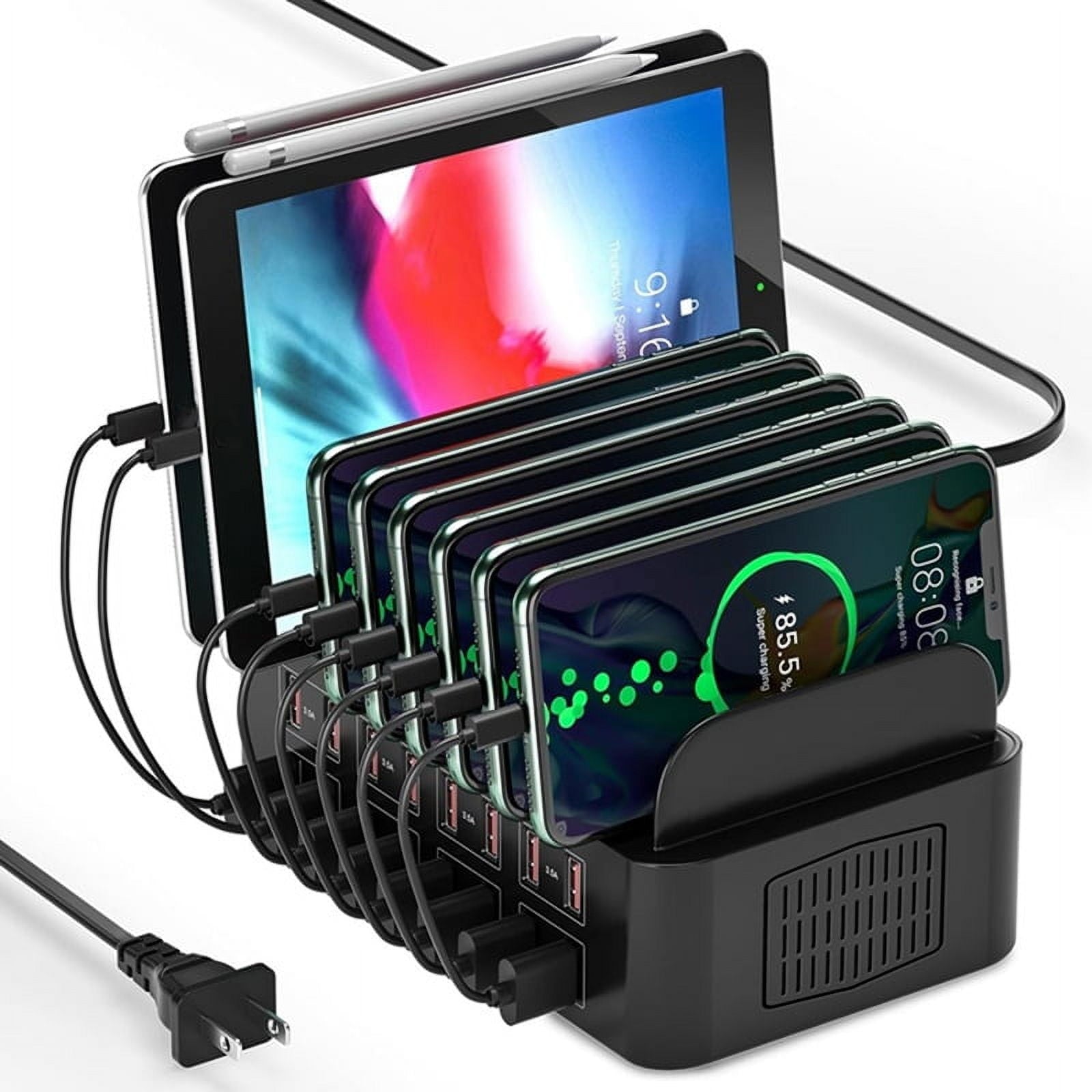 150W 16-Port Universal USB Charger Multi-Device Charging Station with Tablet Stand for 15/14/13 Pro Max S24 US PLUG