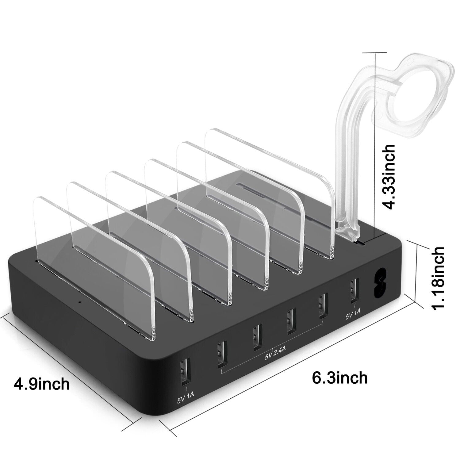 50W Portable Holder 6-Port USB Fast Charger Dock Station for iPhone i Pad iWatch