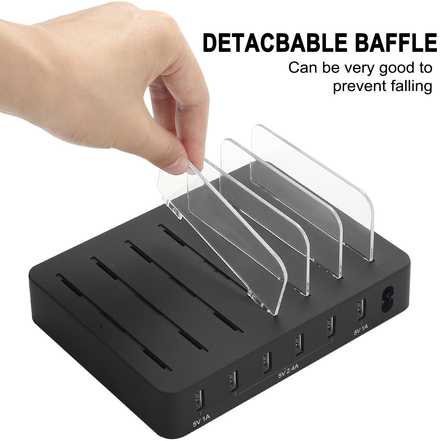 50W Portable Holder 6-Port USB Fast Charger Dock Station for iPhone i Pad iWatch