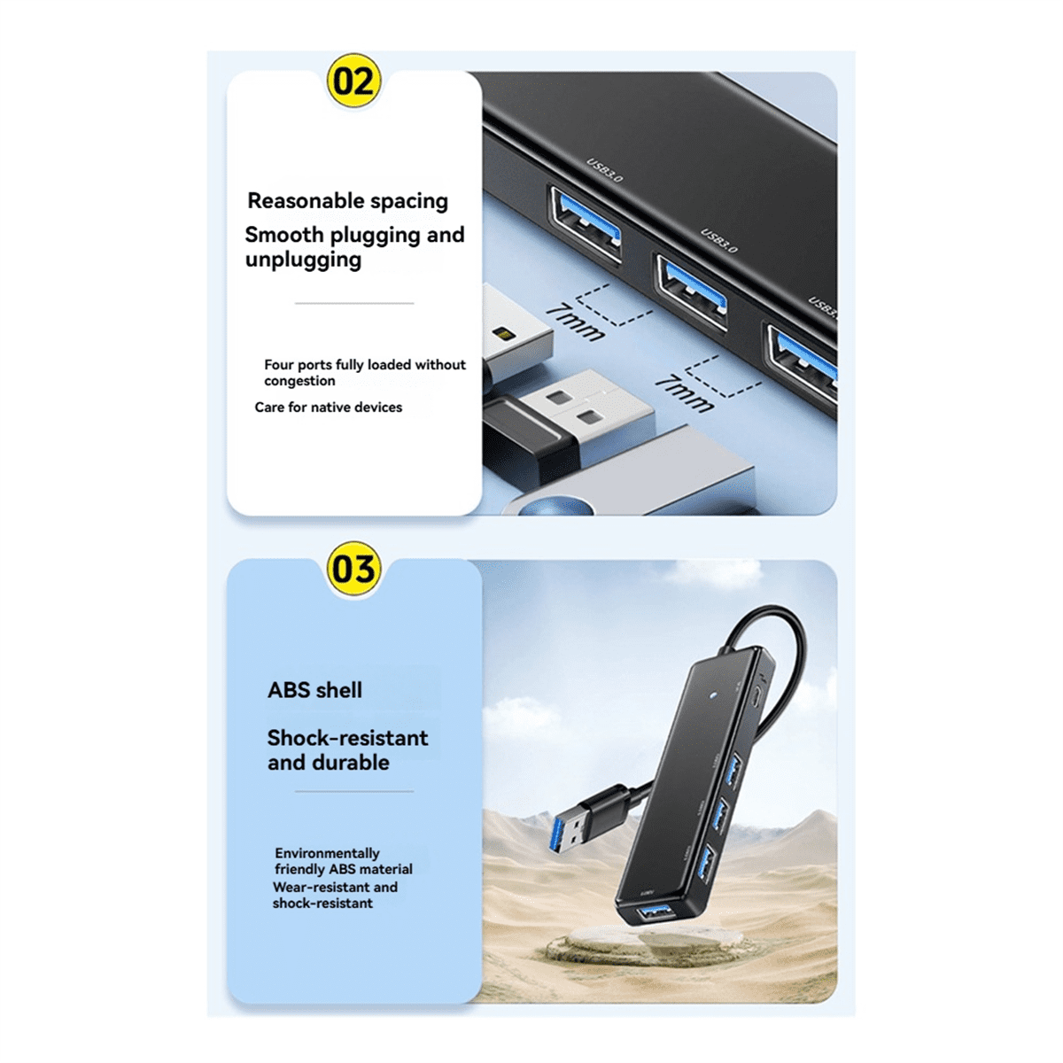 USB Hub USB C 3.0 Hub 5Ports Docking Station Type C Hub 5Gbps 100CM USB 3.0 Adapter for Laptop,1 * USB C 3.0 Hub