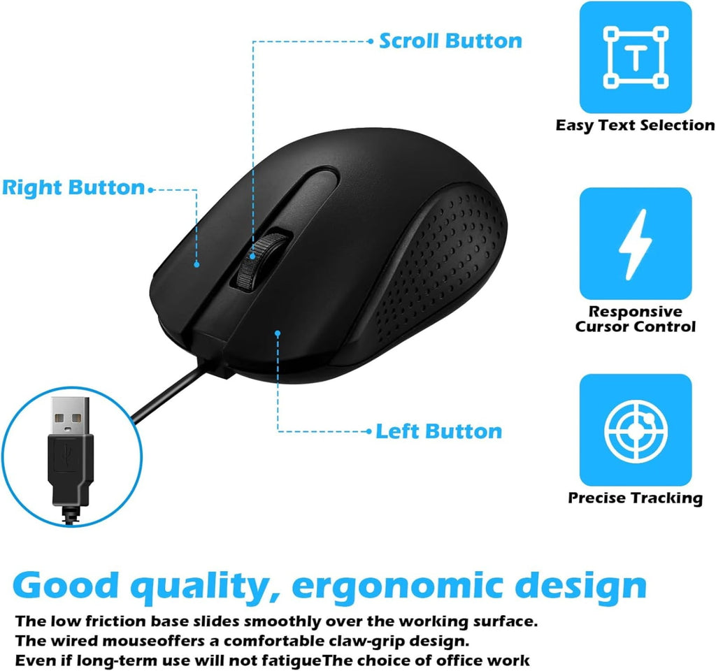 36 Pack Wired Mouse Bulk Computer Mouse Wired with Ergonomic Design Computer Mice Plug and Play USB