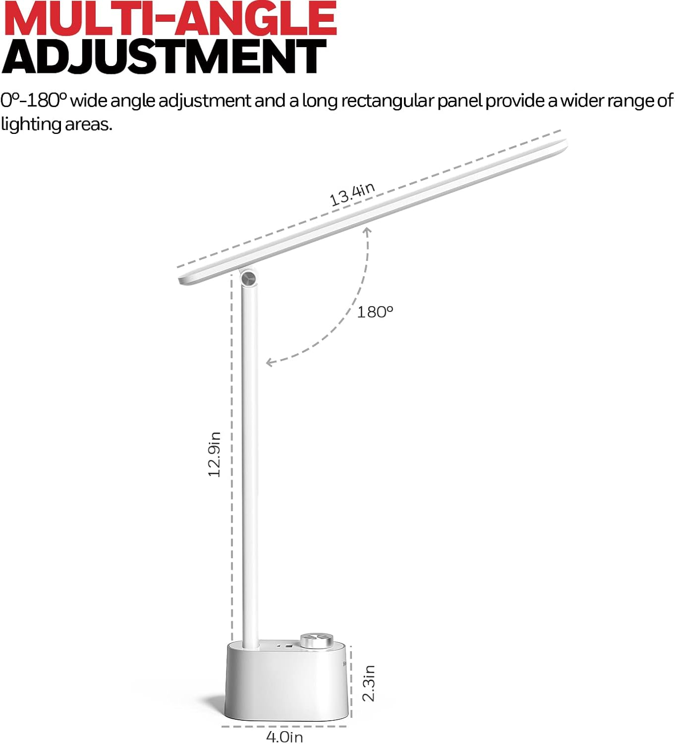 HONEYWELL Upgraded LED Desk Lamp - H01 Pro Sunturalux™ Foldable Desk Light with USB A+C Charging Ports, 3 Color Modes Dimmable Table Lamp for Home Office Reading(White)