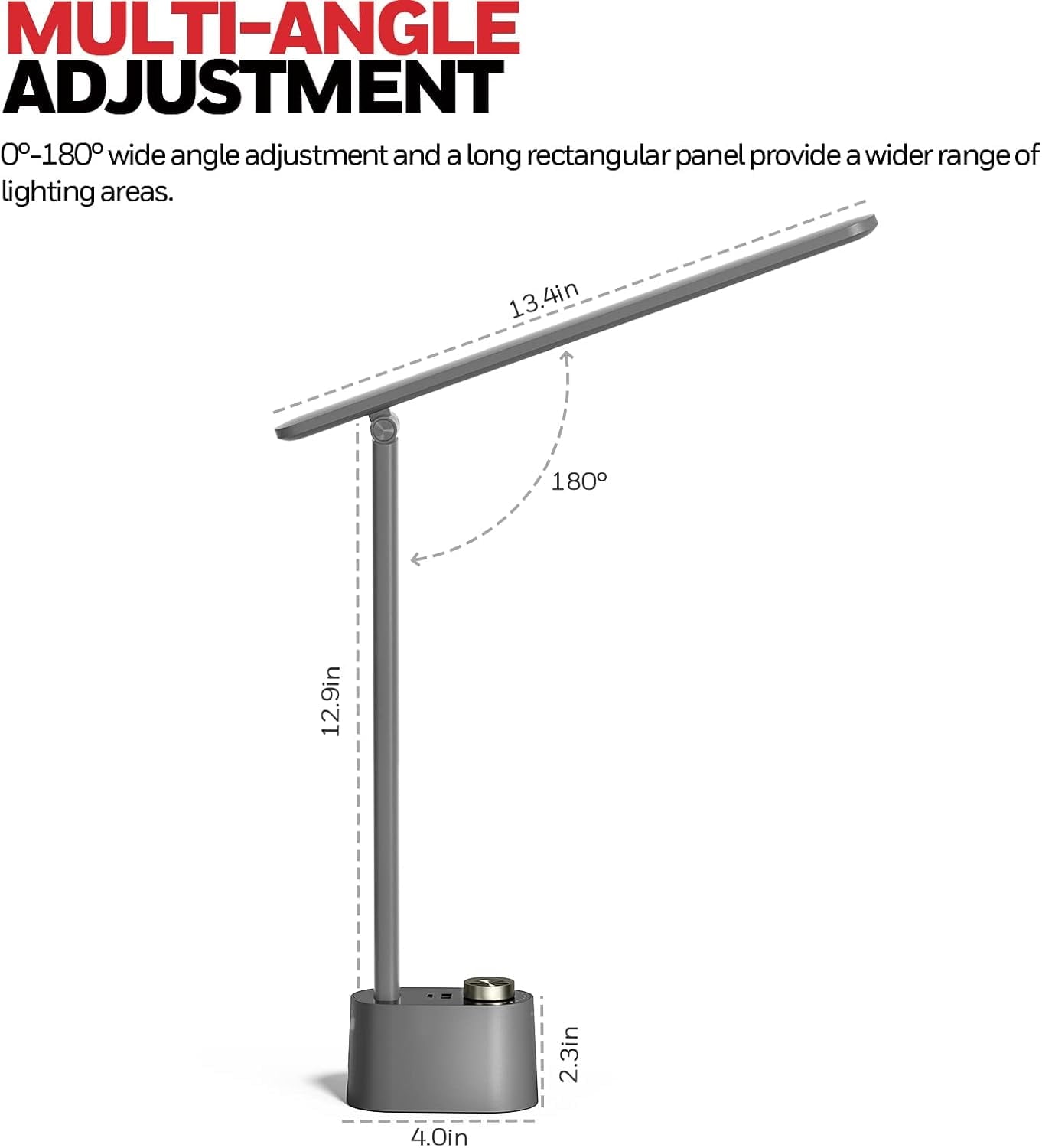 HONEYWELL Upgraded LED Desk Lamp - H01 Pro Sunturalux™ Foldable Desk Light with USB A+C Charging Ports, 3 Color Modes Dimmable Table Lamp for Home Office Reading(White)