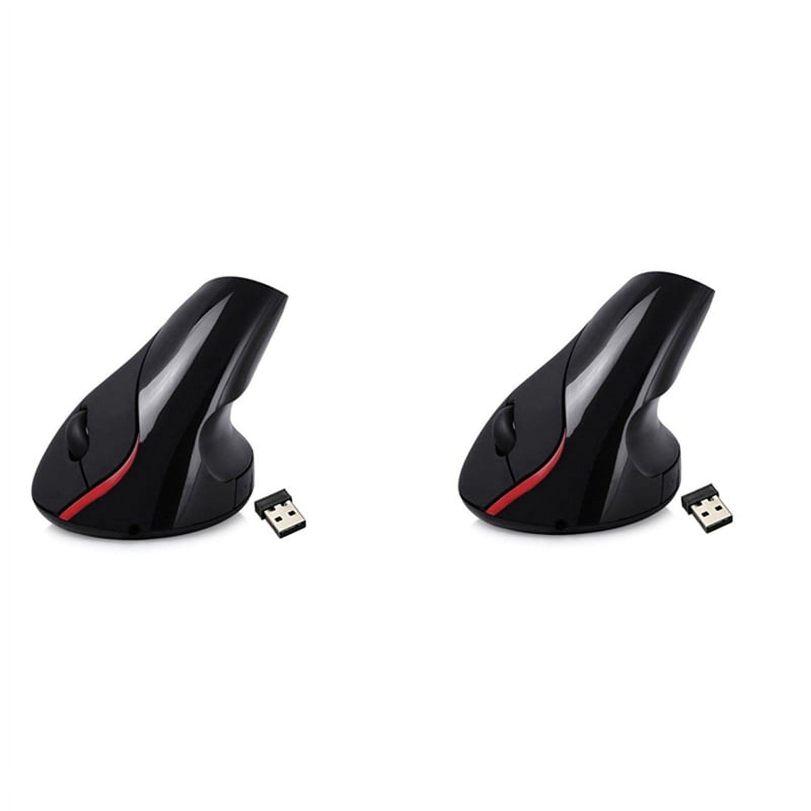 2X 2.4 Ghz Wireless Vertical Ergonomic Optical Rechargeable 5D 2400DPI Gaming Mouse Black
